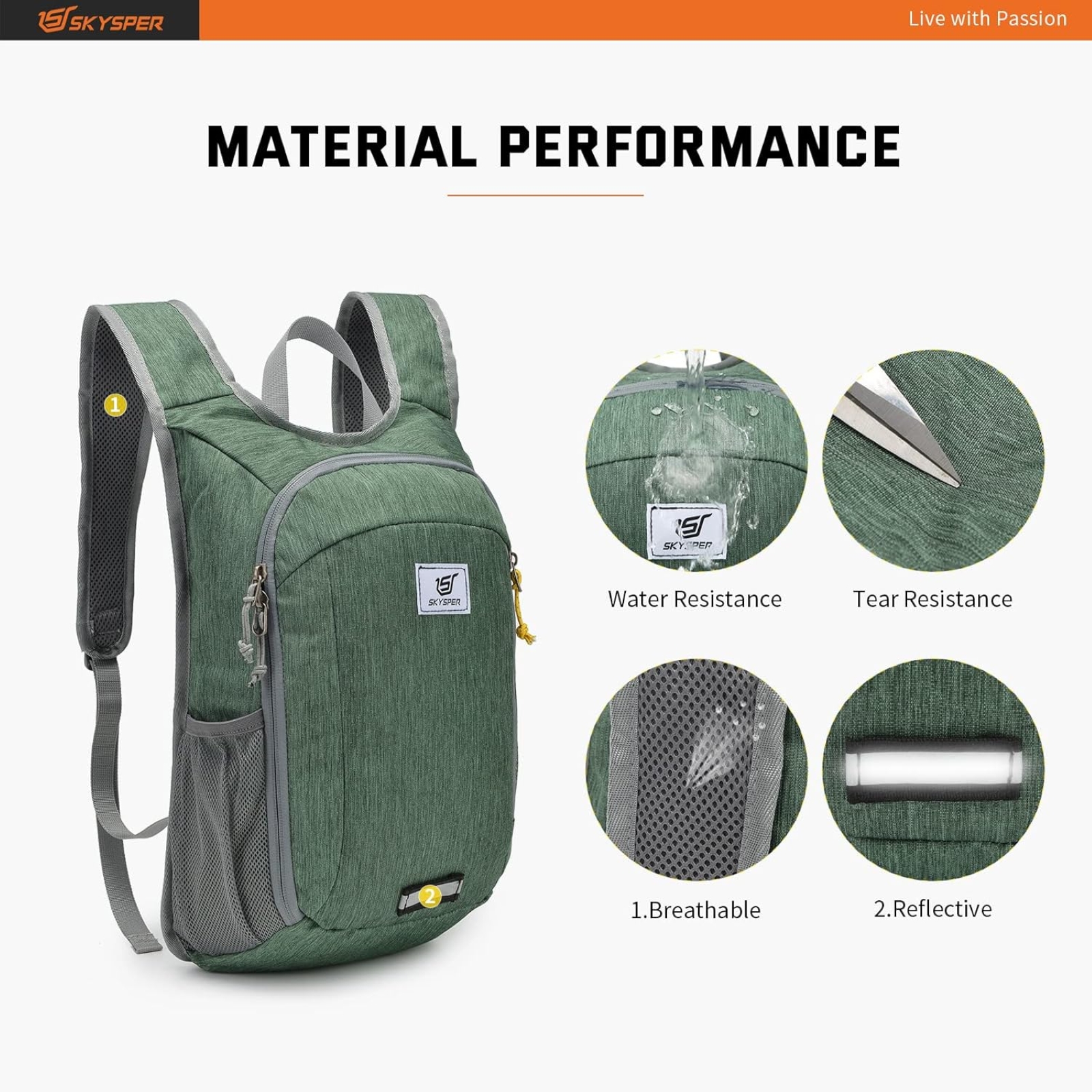 SKYSPER Small Daypack 10L Hiking Backpack Packable Lightweight Travel Day Pack for Women Men ( Green)