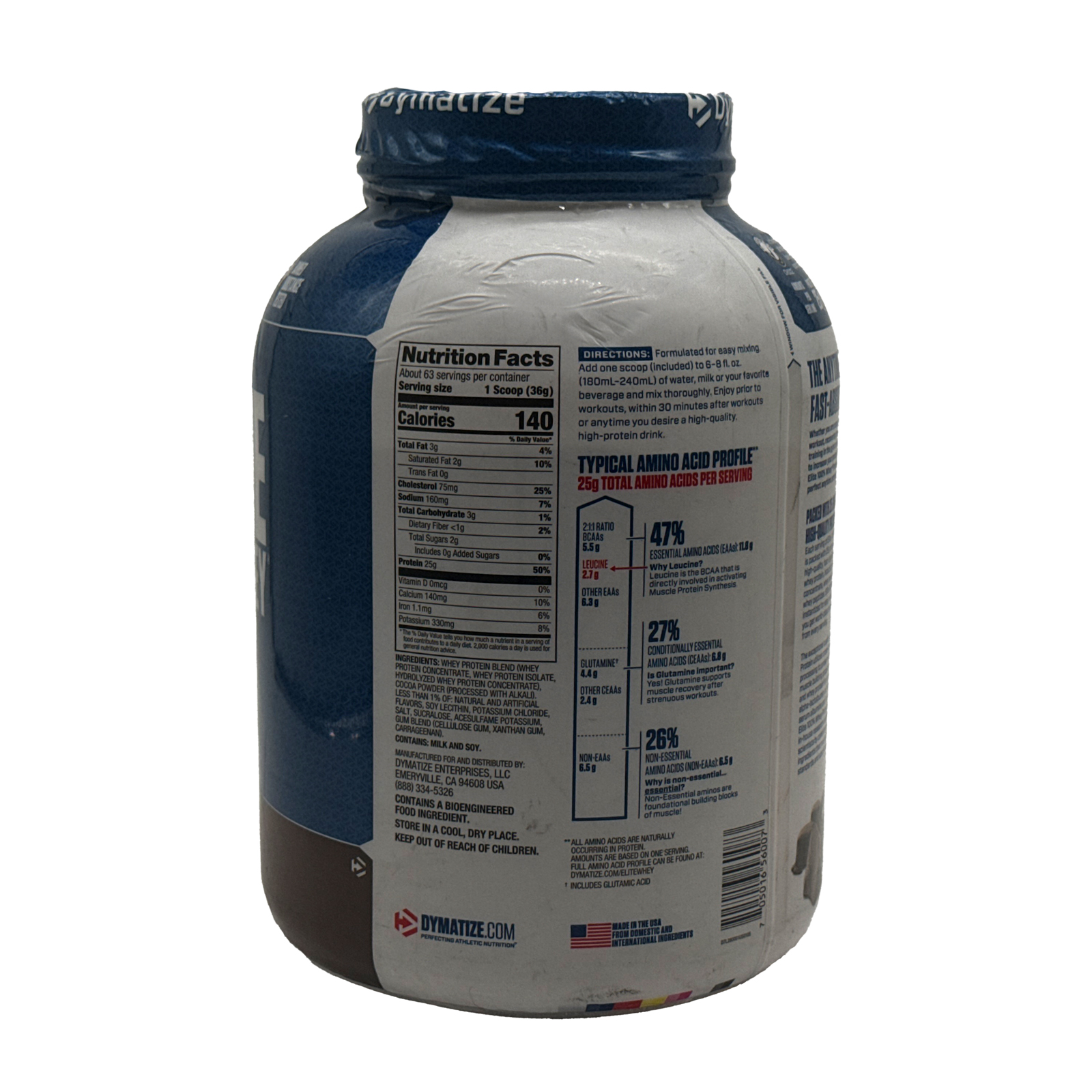 Dymatize Elite 100% Whey Protein Powder - Rich Chocolate - 5 lbs - 63 Servings *** READ ***