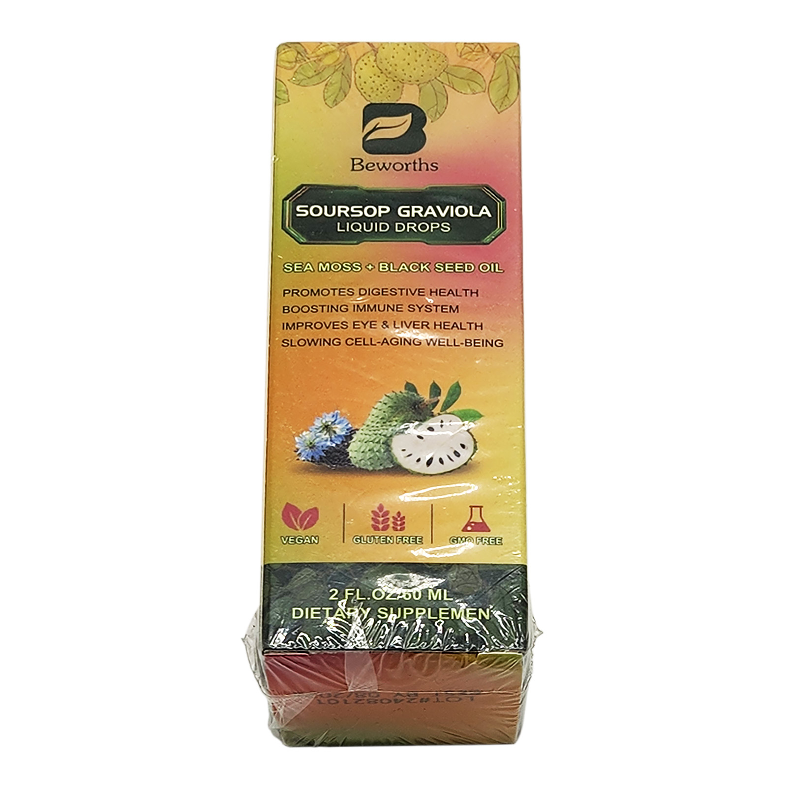 B Beworths Soursop Bitters Liquid Drops Supplement with Irish Sea Moss