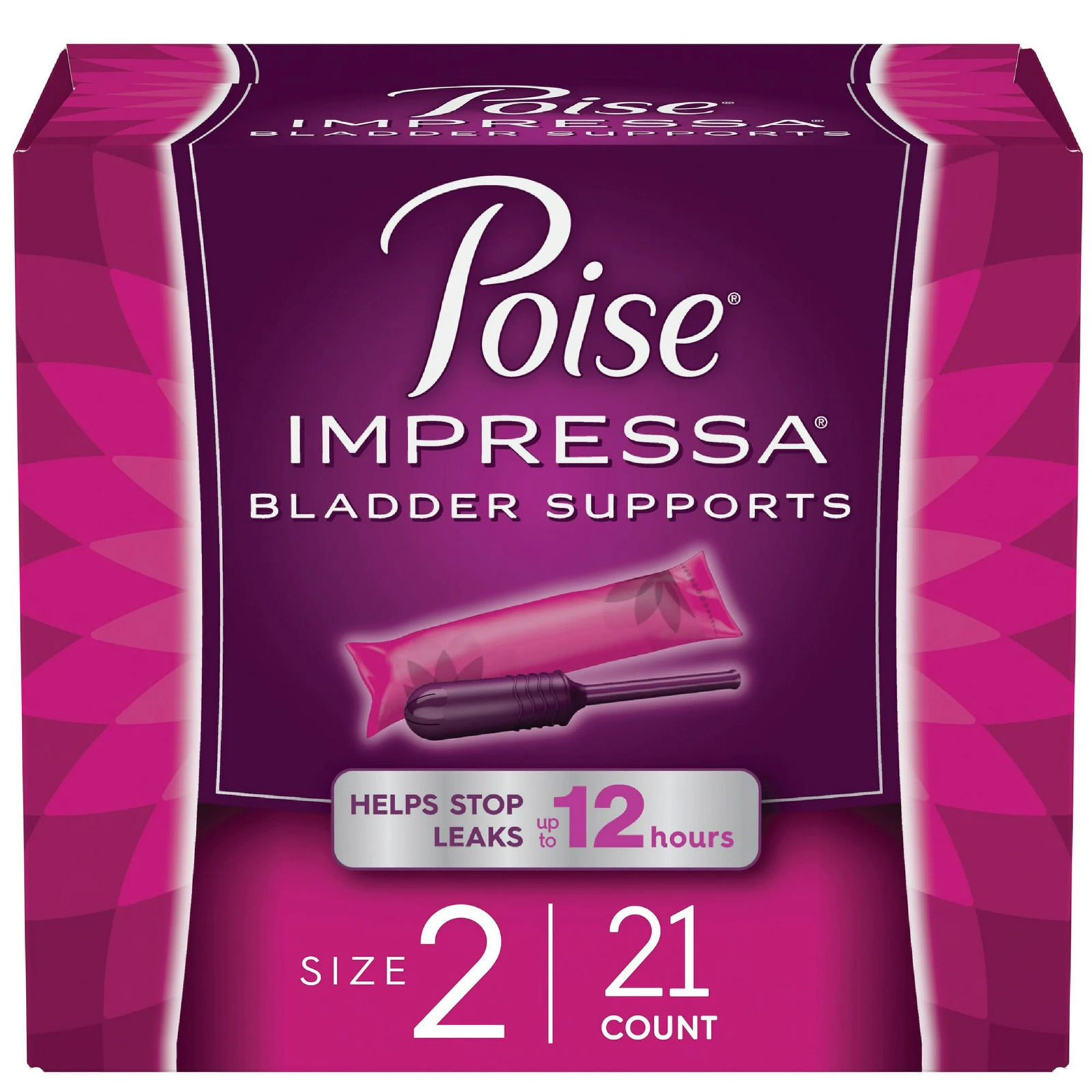 Poise Impressa Women's Incontinence Bladder Support for Women, Size 2, 21 Count