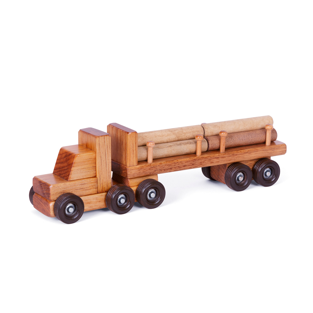 American Made Wooden Toy Log Truck – Small