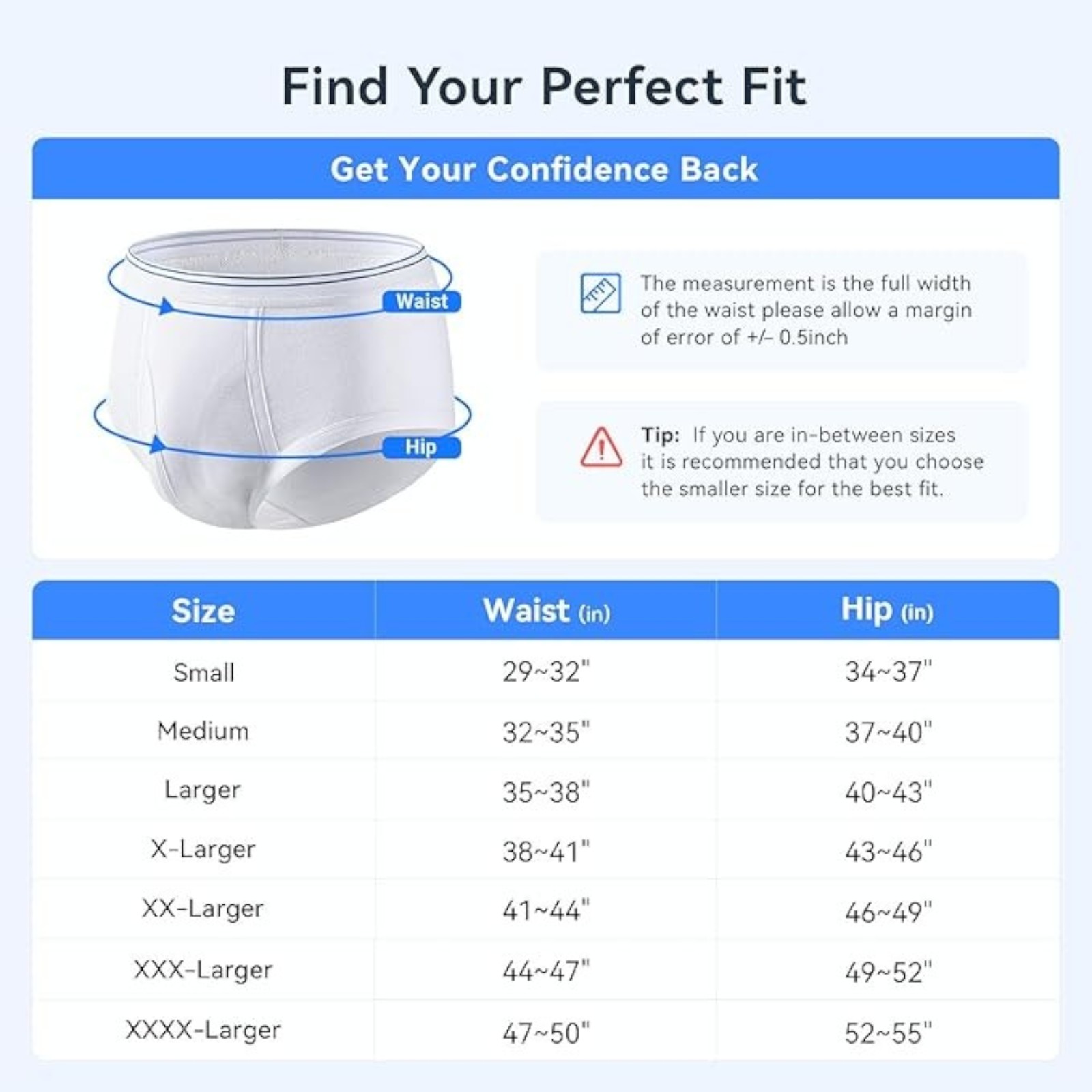Carer Mens Incontinence Underwear Washable 3 Pack Cotton Reusable Incontinence Boxers Briefs for Men Built in Cotton Pad for Bladder Leakage 150ML, Large