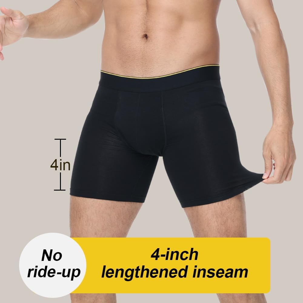 BATTEWA Full Coverage Incontinence Underwear for Men Overnight Leak Proof Boxer Briefs Protective Underpants for Male Bladder Control Absorbency 100ml, 3Pack (XL, Black)