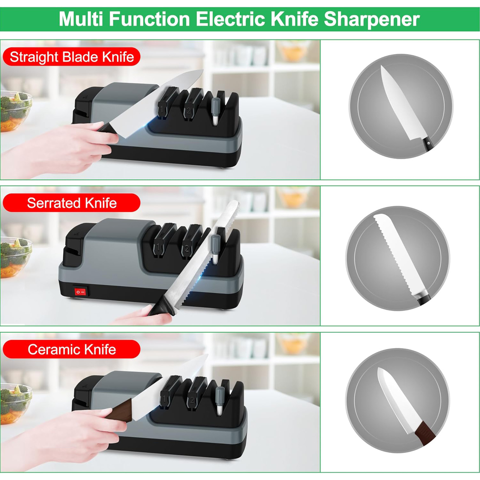YOORLEAY Electric Knife Sharpener- 4 in 1 Electric Knife Sharpeners