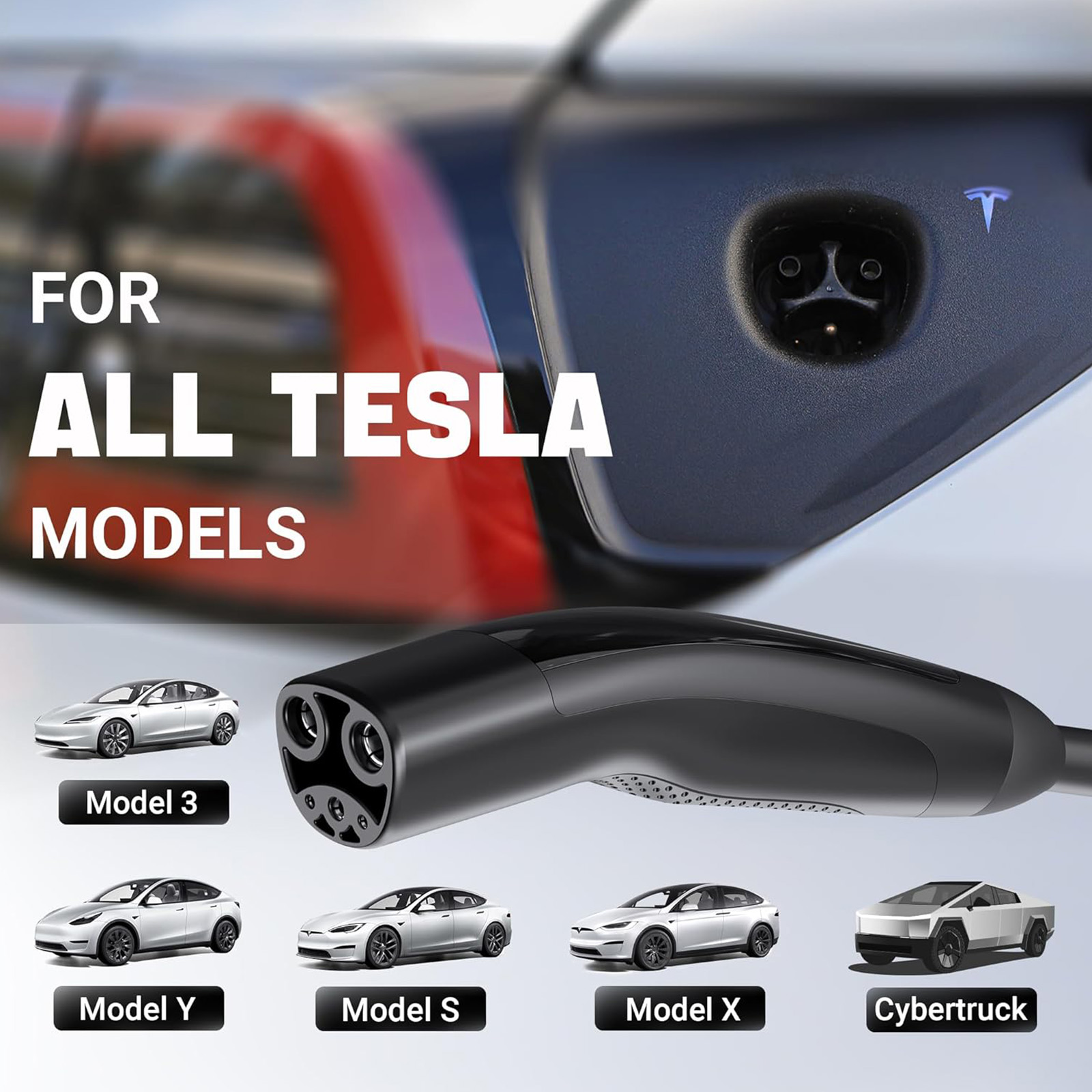 Tera Tesla Charger Level 2 32A 240V (NACS) - NEMA 14-50, 25FT, Wi-Fi, Black