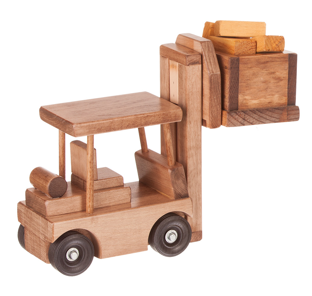 American Made Wooden Toy Forklift with 1 Pallet - Several Color Options