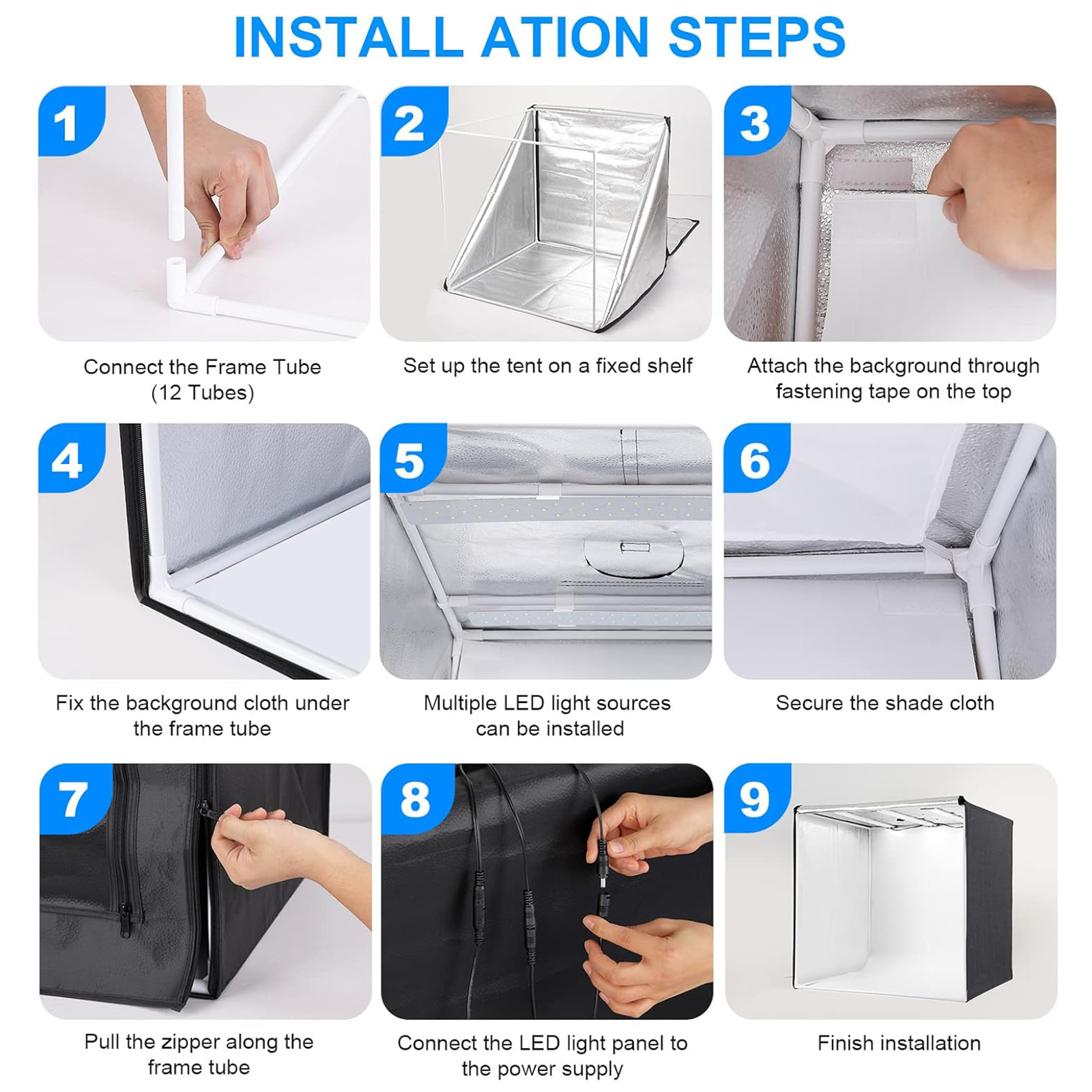 ZKEEZM Photo Studio Light Box Photography 32"x32" with 100 LED and 6 Colors Backdrops Photo Box with Lights, Foldable Picture Box for Product Photography with 6500K Brightness