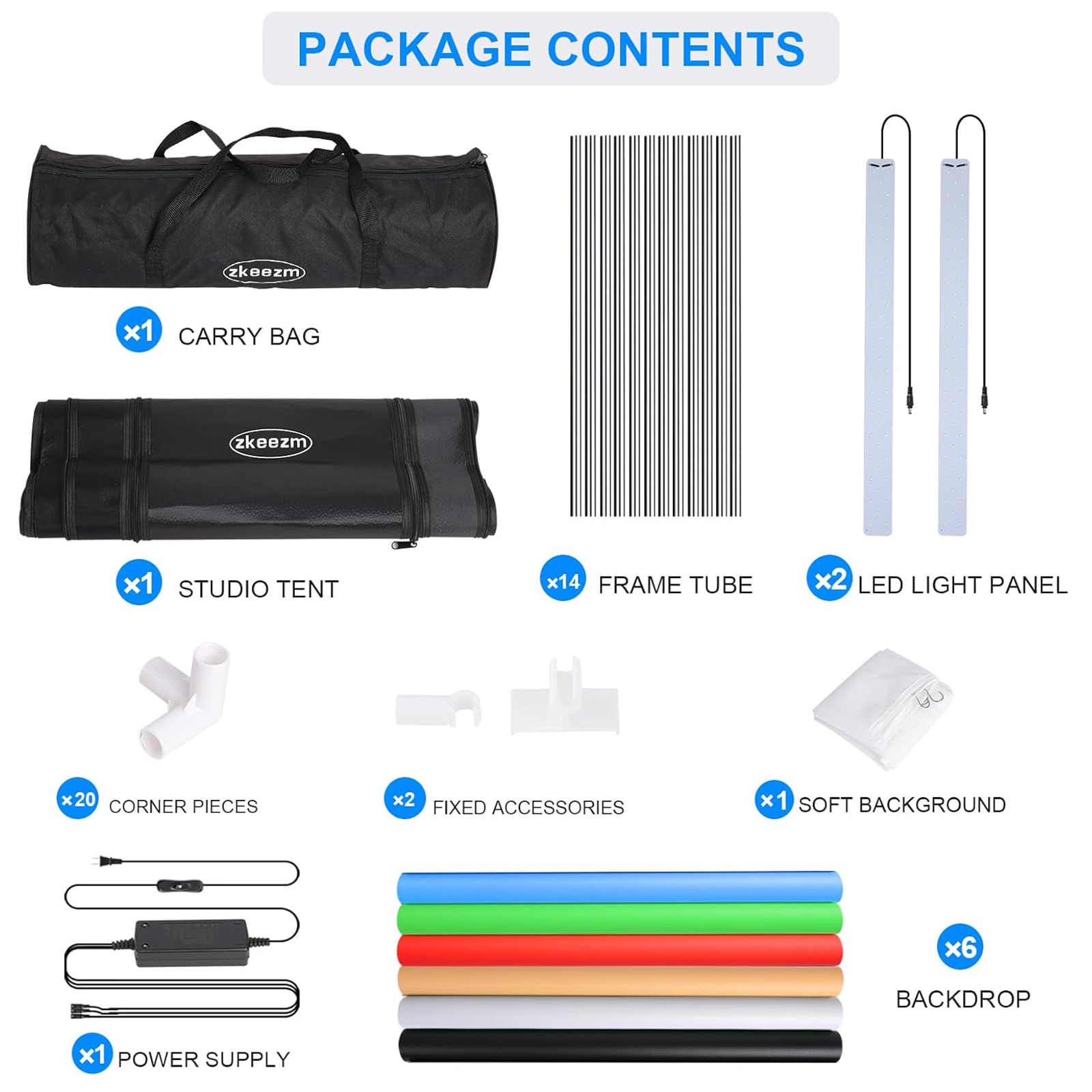 ZKEEZM Photo Studio Light Box Photography 32"x32" with 100 LED and 6 Colors Backdrops Photo Box with Lights, Foldable Picture Box for Product Photography with 6500K Brightness