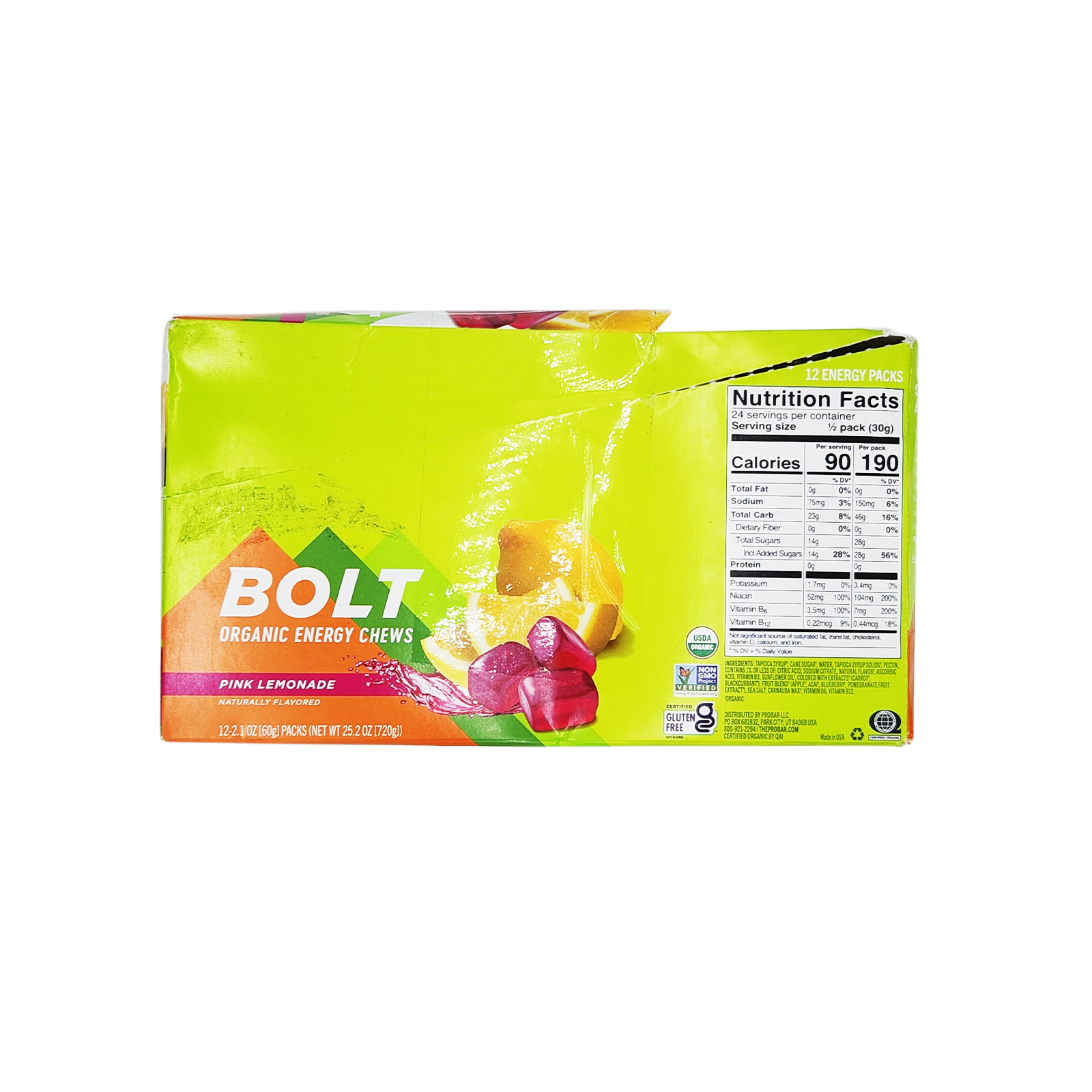 PROBAR - BOLT Organic Energy Chews Pink Lemonade Organic Healthy Natural Energy Fast Fuel Gummies