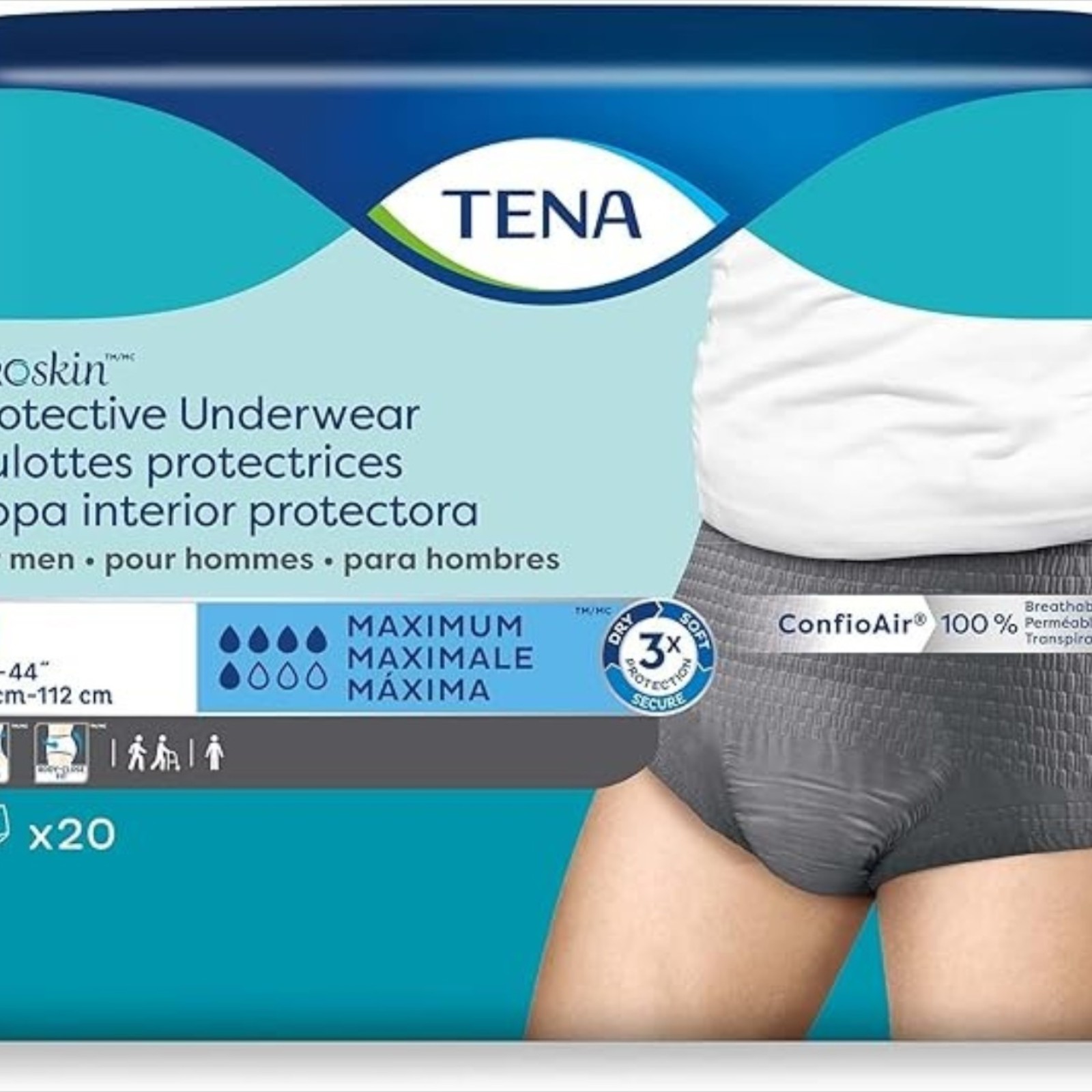 TENA ProSkin™ Protective Incontinence Underwear for Men, Maximum Absorbency, Small/Medium, 20 Count