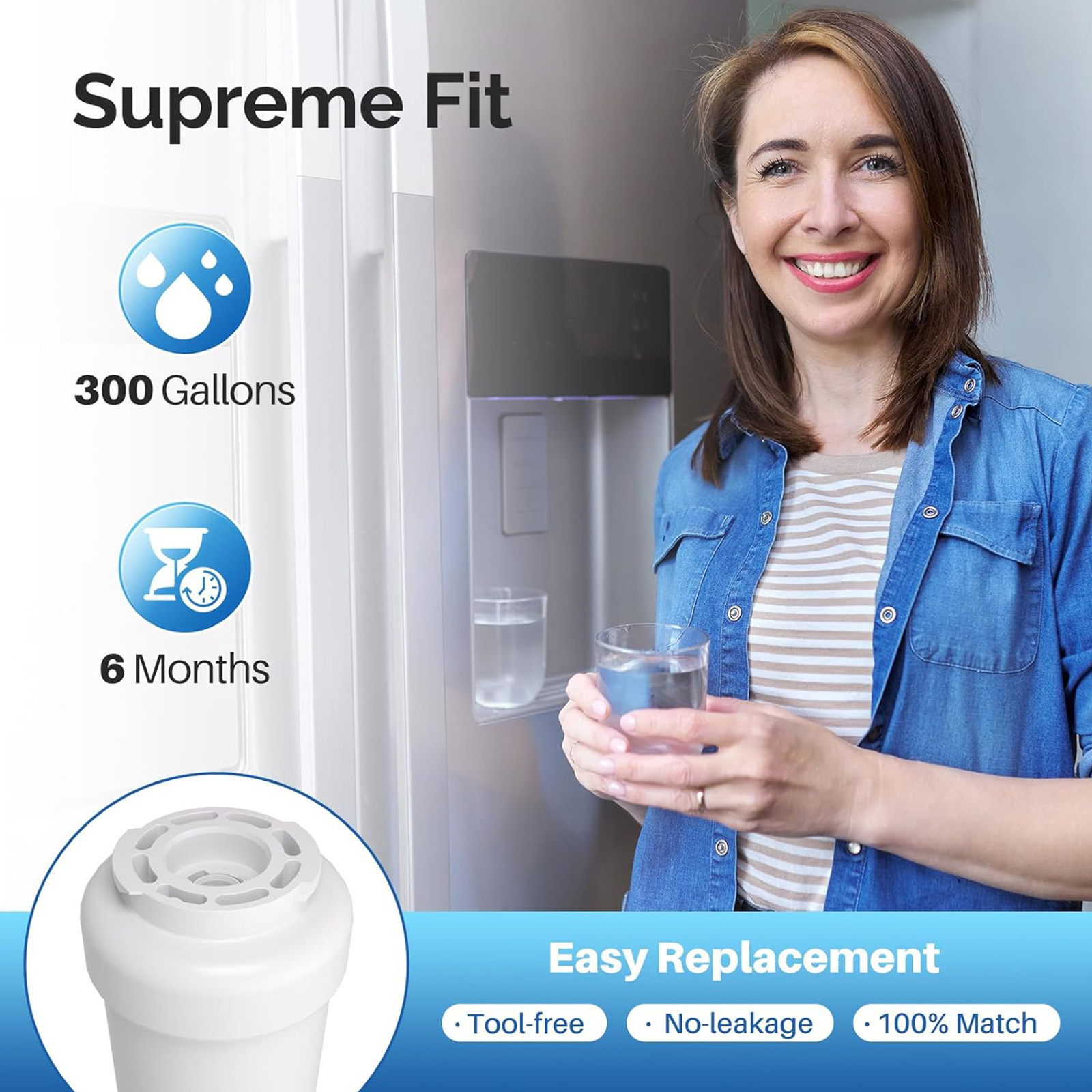ICEPURE RWF0600A Refrigerator Water Filter Compatible for GE MWF, MWFINT, 3-Pack