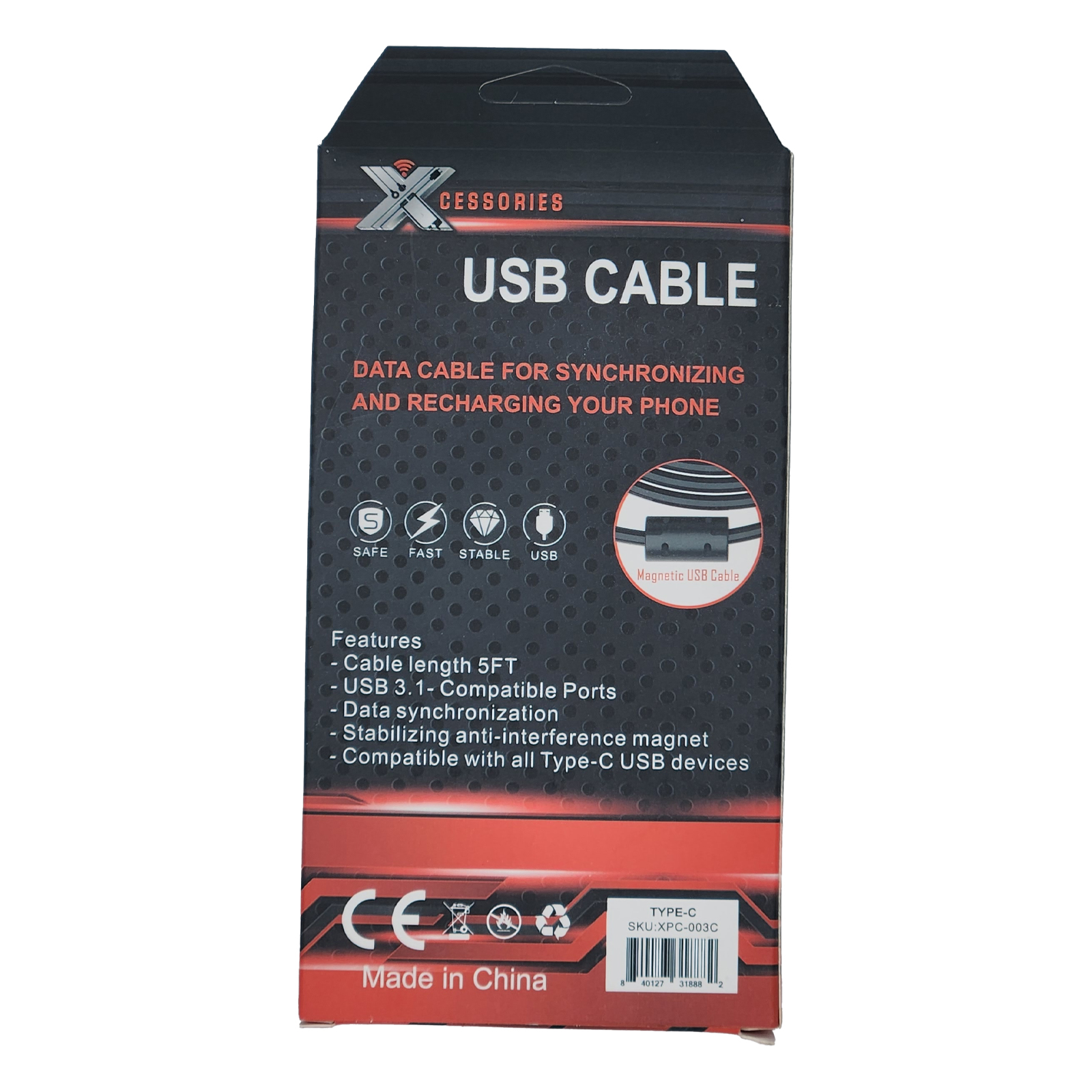 Xcessories USB-A to USB-C Type-C Fast Charging Data SYNC Cable Cord 5FT