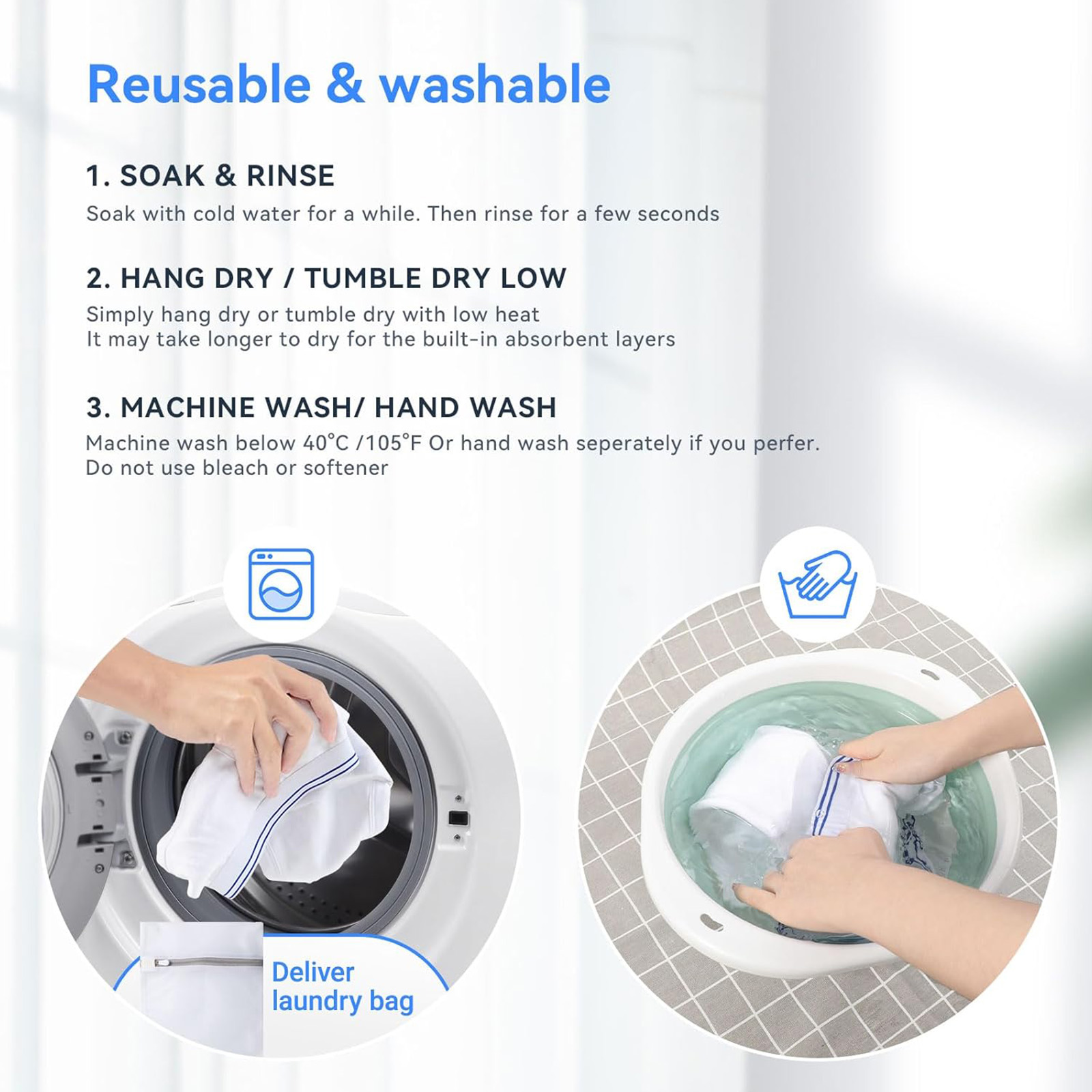 Carer Mens Washable Incontinence Boxers - 3Pack Cotton 150ML Medium Reusable