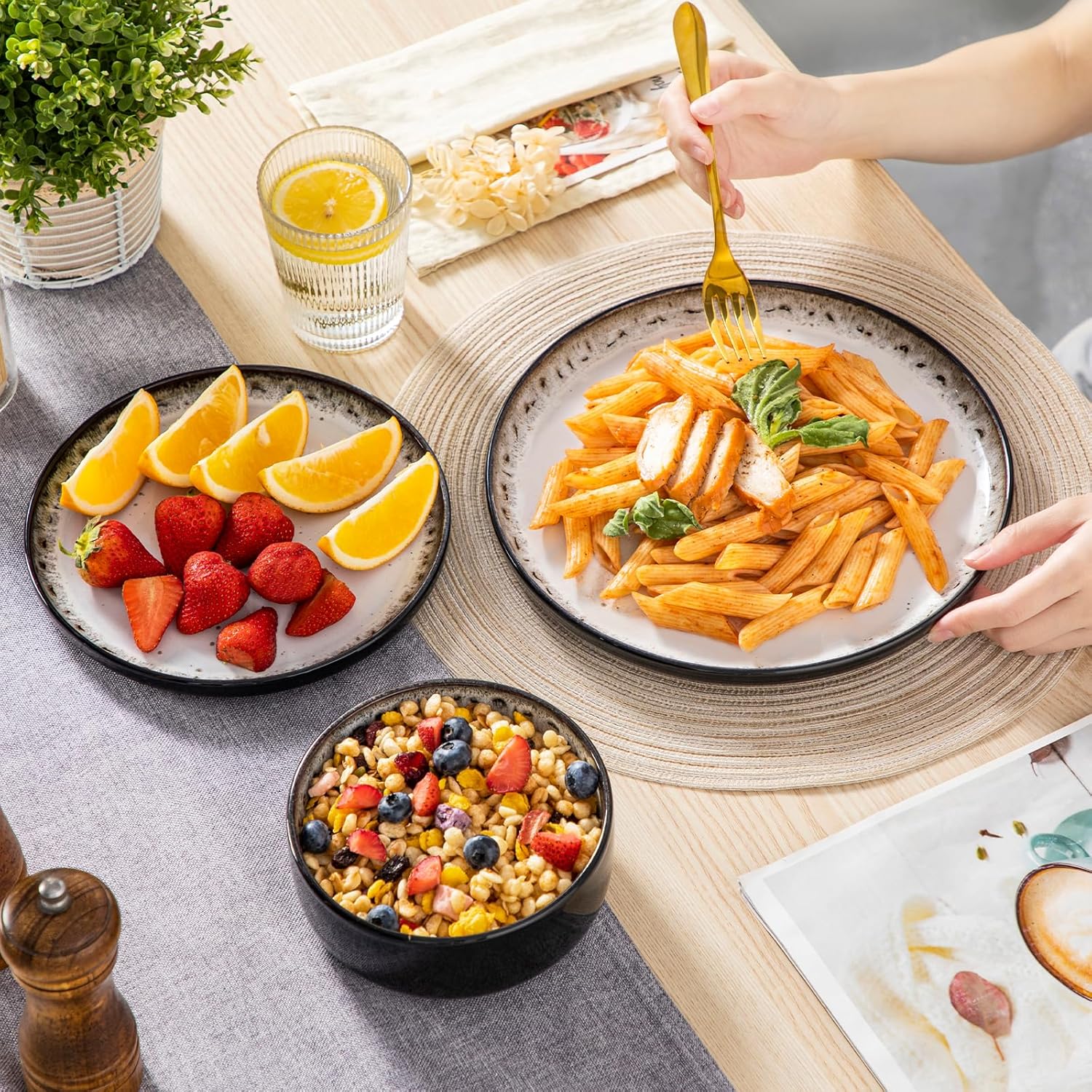 Vancasso PLAYA 12pc Stoneware Dinnerware Set for 4: Modern Design in Milky White