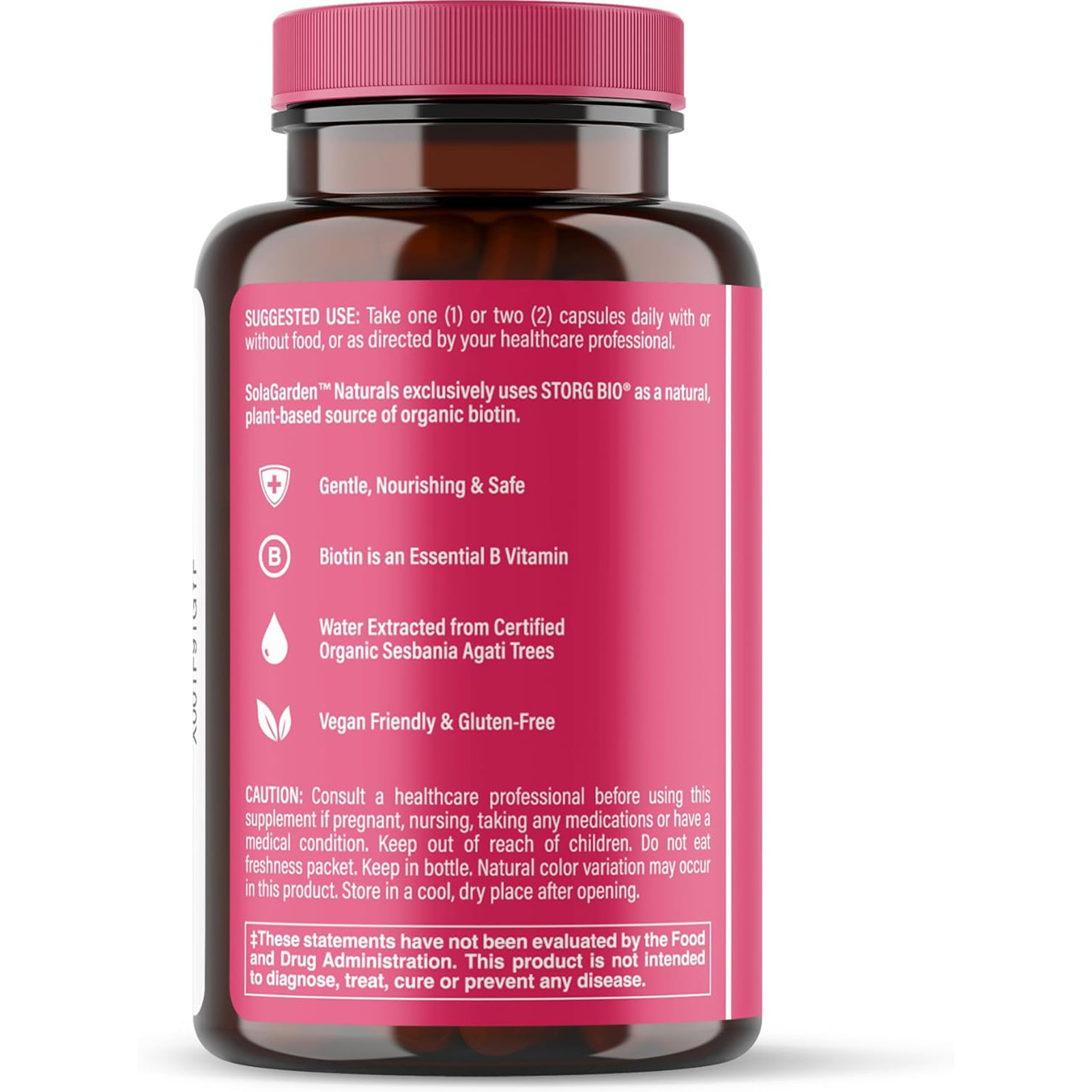 Whole Food Biotin Supplement, May Support Hair, Skin and Nails. 60 Capsules.