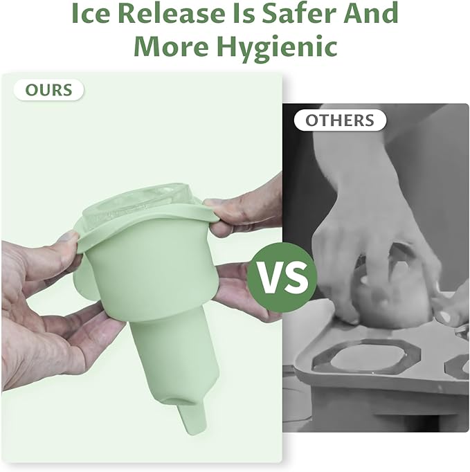 Ice Cube Tray for Tumbler Cup 40 Oz, 3 Separate Silicone Ice Mold for Stanley Cup with Lid & Tray, Easy Fill and 3-5 s Quickly De-molds Ice Maker for Whiskey, Cocktail