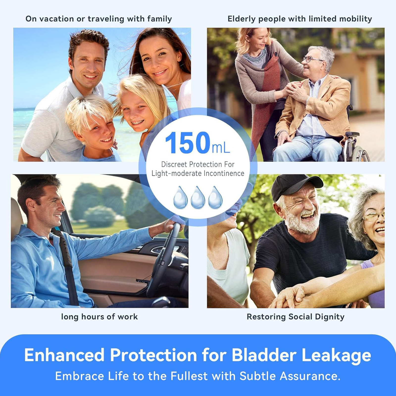 Carer Mens Washable Incontinence Boxers - 3Pack Cotton 150ML Medium Reusable