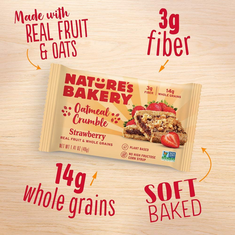 Nature's Bakery Oatmeal Crumble Bars - Strawberry - Case of 6 Boxes - 6 Bars in Each Box (36 Bars)