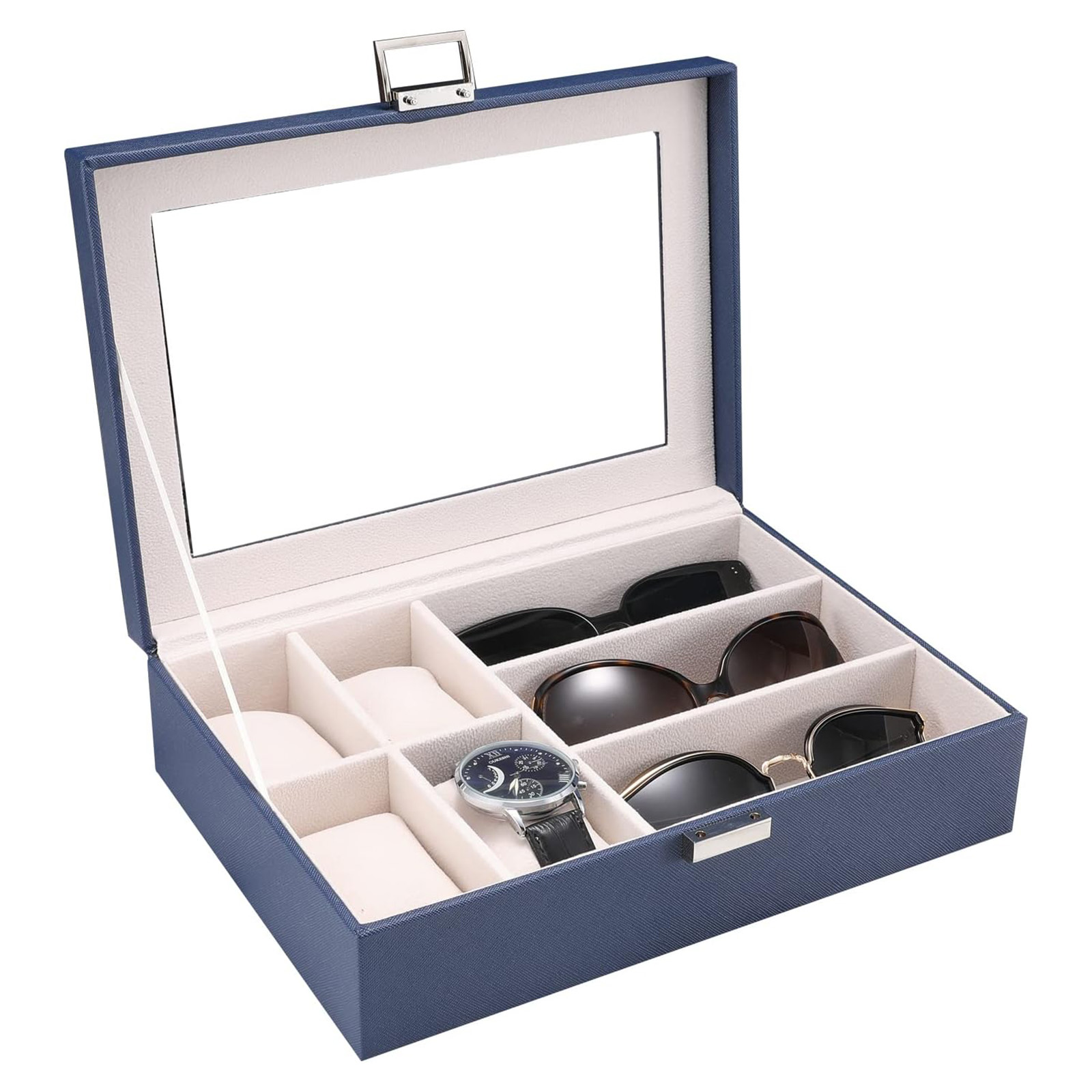 IVZISOWatch Box Display Cabinet Glasses Organizer, Jewelry Organizer (Blue)