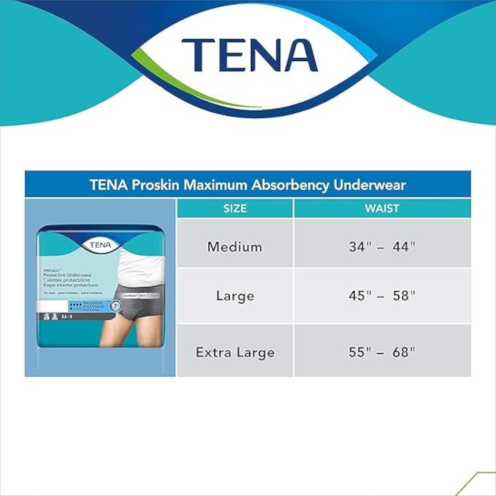 TENA ProSkin™ Protective Incontinence Underwear for Men, Maximum Absorbency, Small/Medium, 20 Count