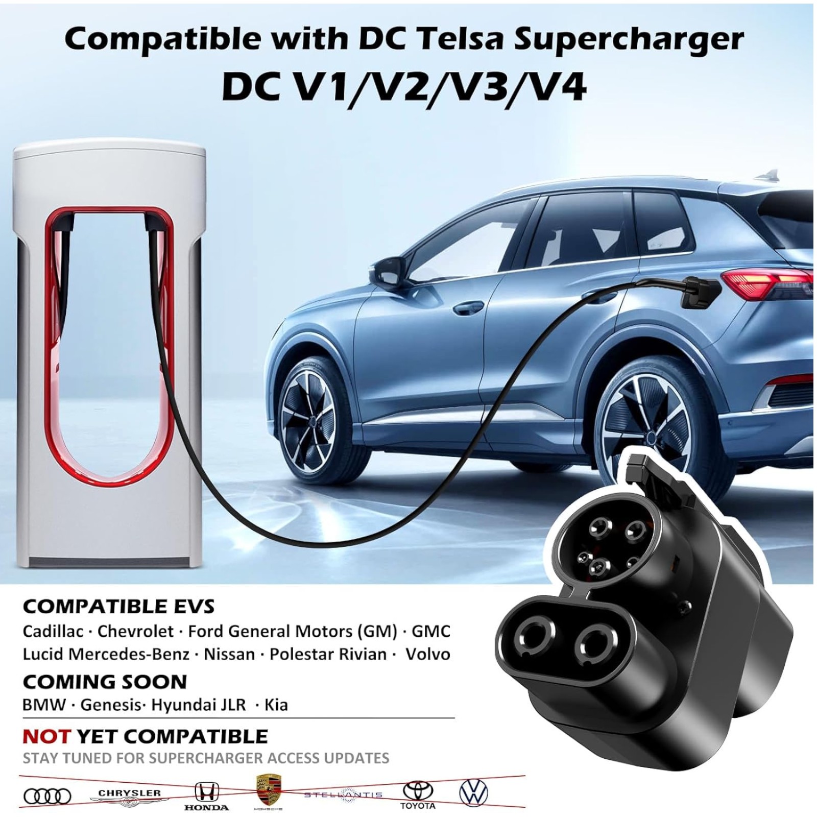 KATZEIST NACS to CCS1 Adapter for Tesla Supercharger | Fast Charge EVs 500A 1000V Max | Fits V3/V4 Stations