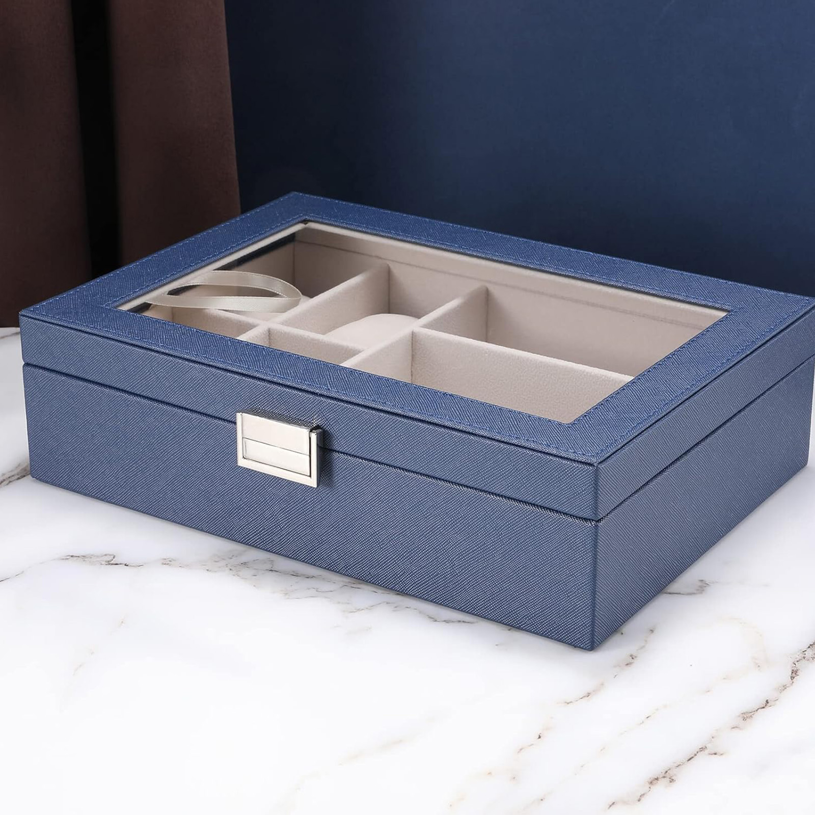 IVZISOWatch Box Display Cabinet Glasses Organizer, Jewelry Organizer (Blue)