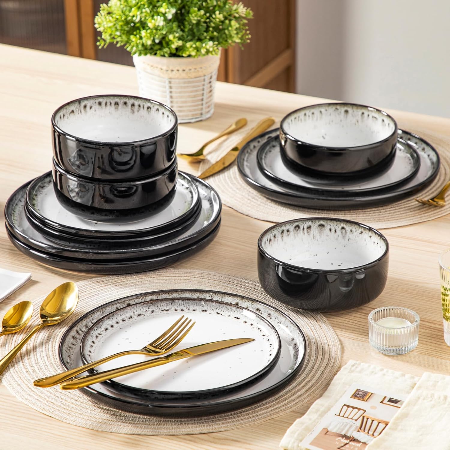 Vancasso PLAYA 12pc Stoneware Dinnerware Set for 4: Modern Design in Milky White