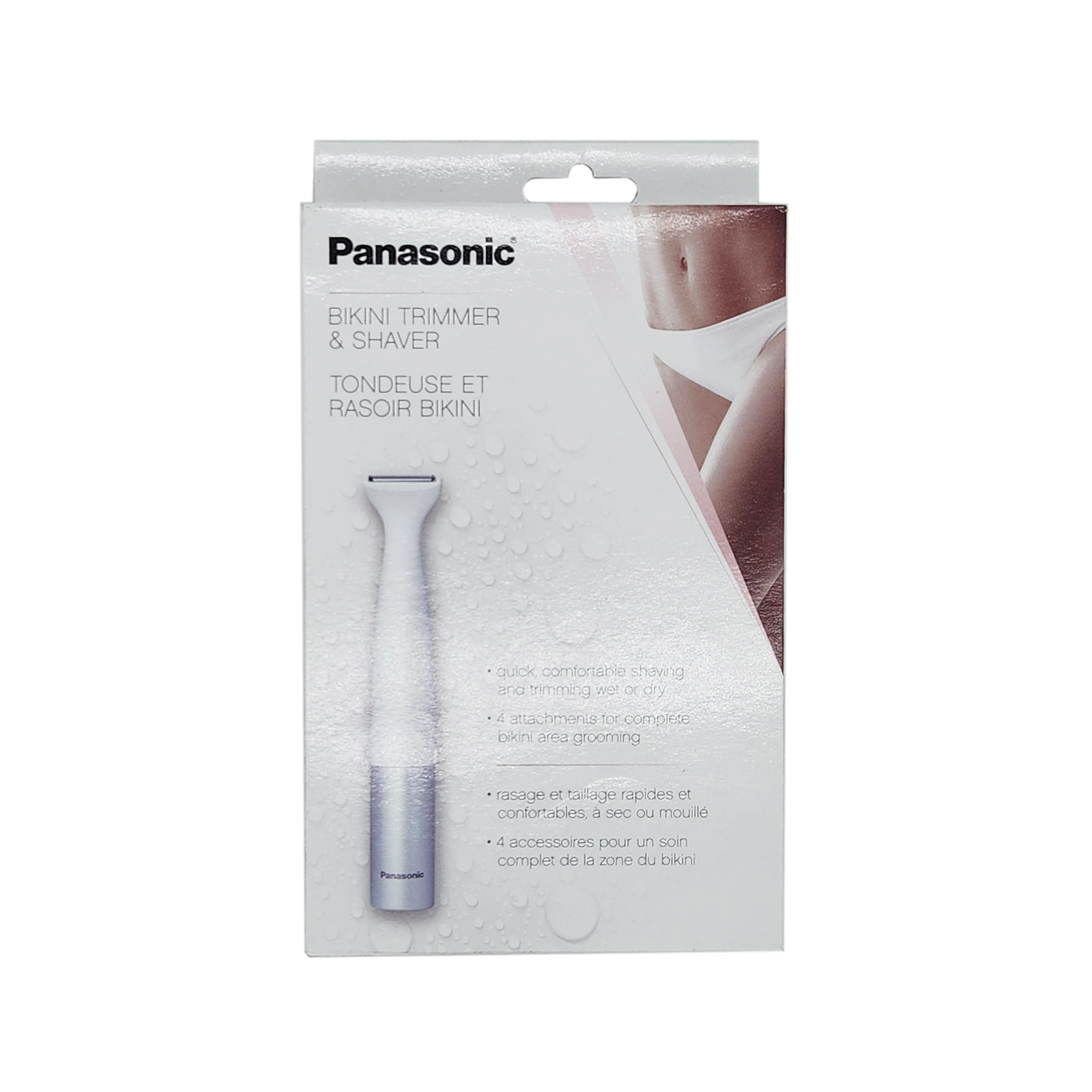 Panasonic Bikini Trimmer and Shaver for Women with 4 Attachments for Gentle Grooming in Sensitive Areas Wet/Dry Battery-Operated – ES-WV60-S (White)