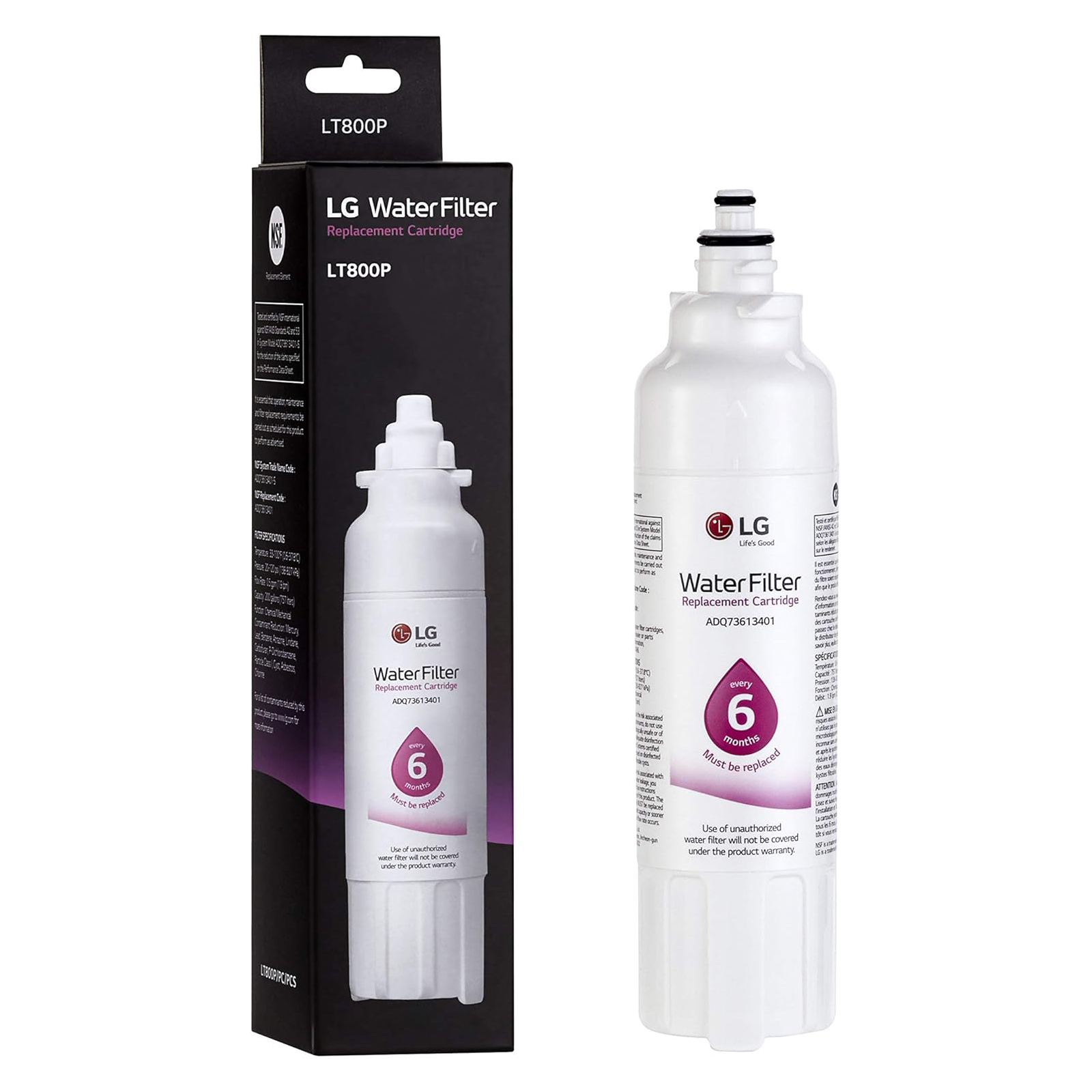 LG LT800P- 6 Month / 200 Gallon Capacity Replacement Refrigerator Water Filter (NSF42 and NSF53) ADQ73613401, ADQ73613408, or ADQ75795104 , White