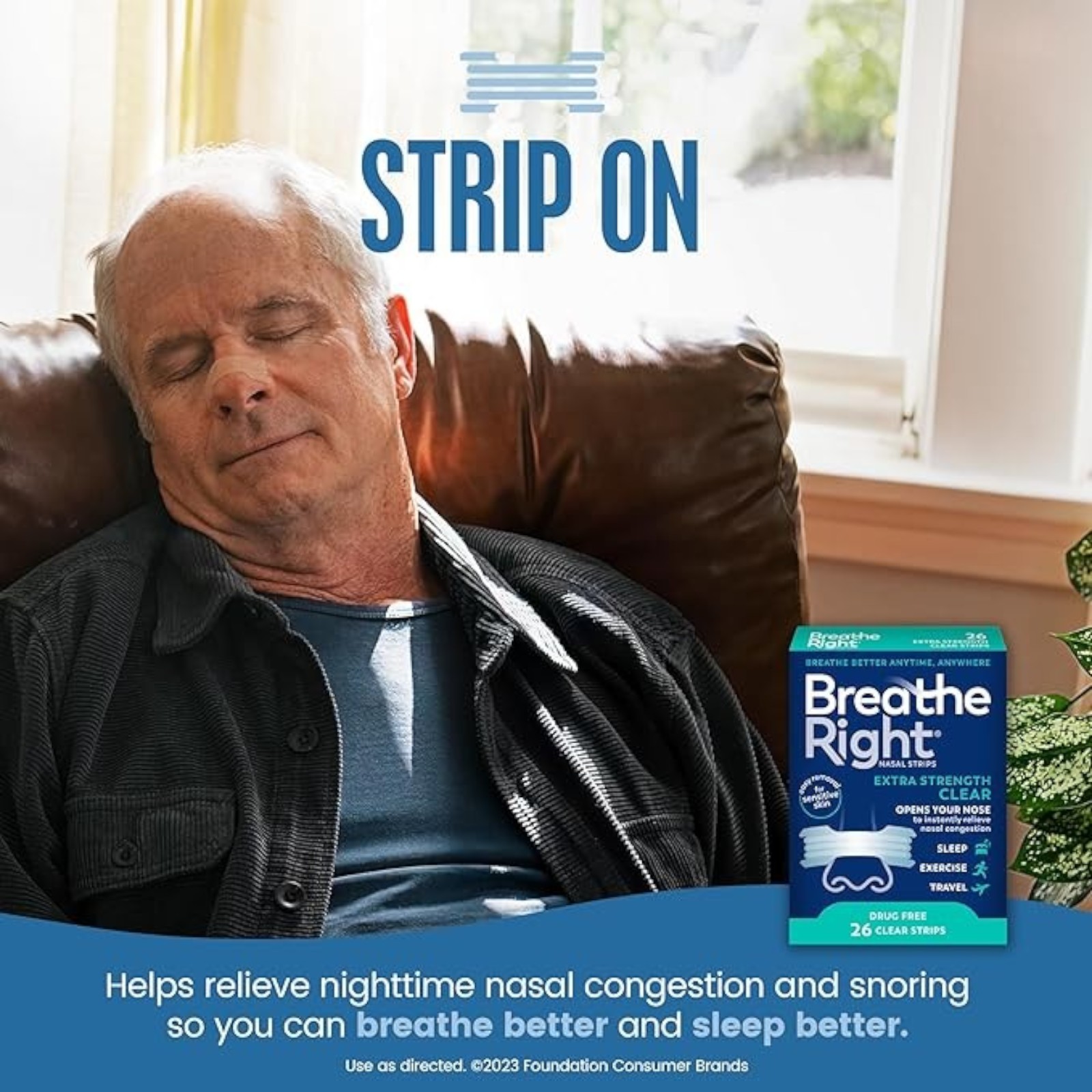 Breathe Right Nasal Strips | Extra Strength | Clear Nasal Strips | For Sensitive Skin | Help Stop Snoring | Drug-Free Snoring Solution & Nasal Congestion Relief Caused by Colds & Allergies | 26 Count