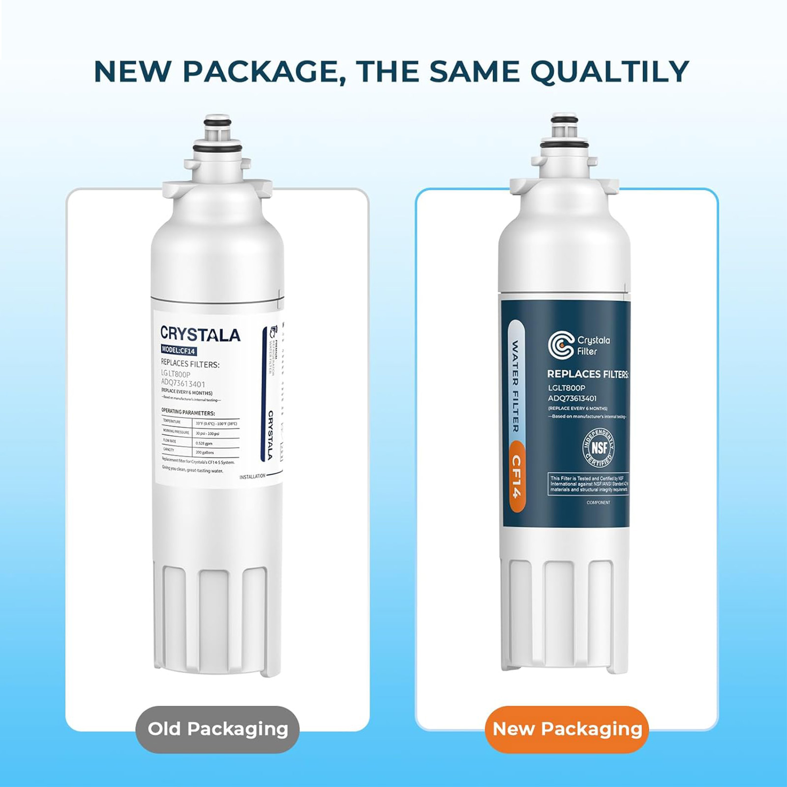 Crystala Filters LT800P Refrigerator Water Filter (Pack of 4)