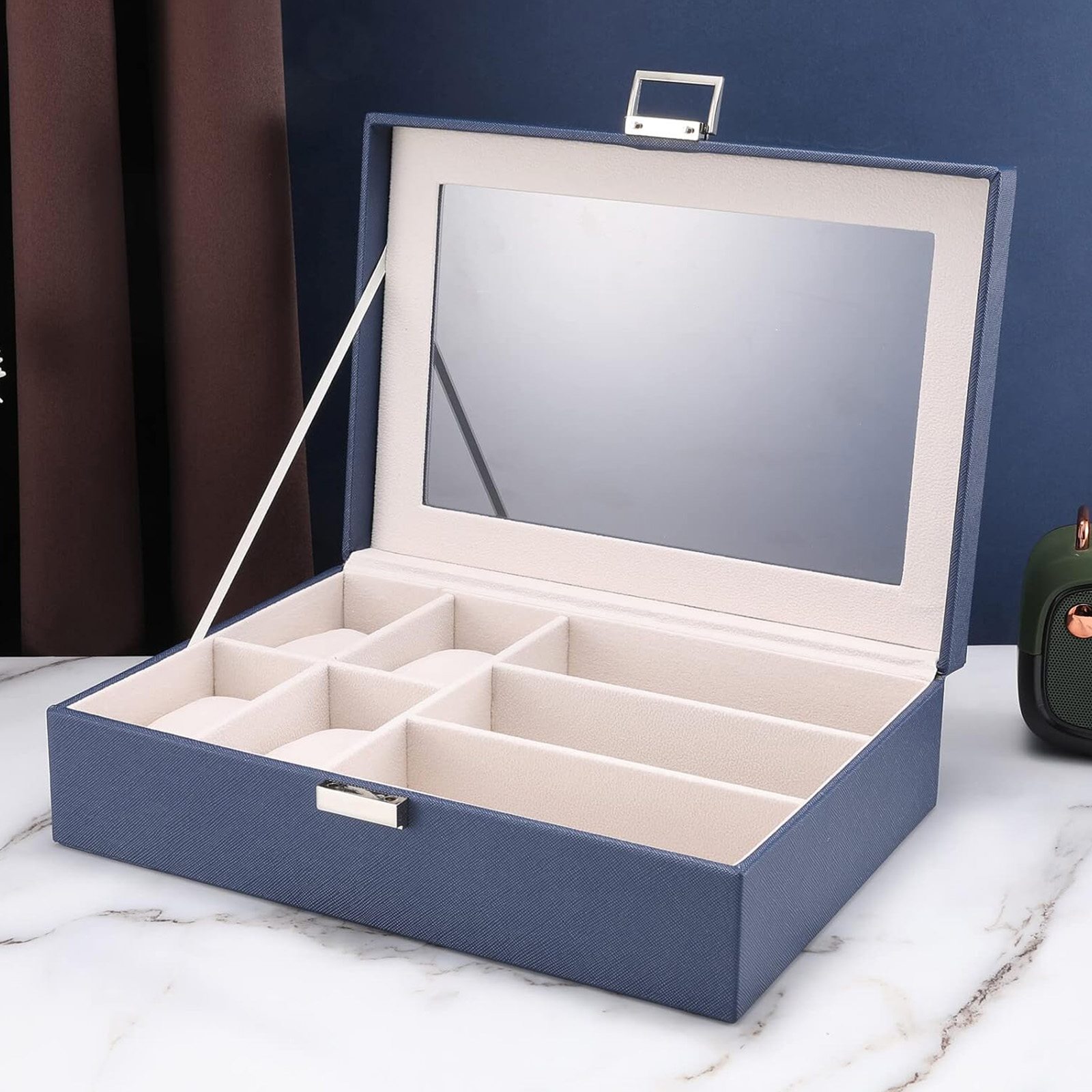 IVZISOWatch Box Display Cabinet Glasses Organizer, Jewelry Organizer (Blue)