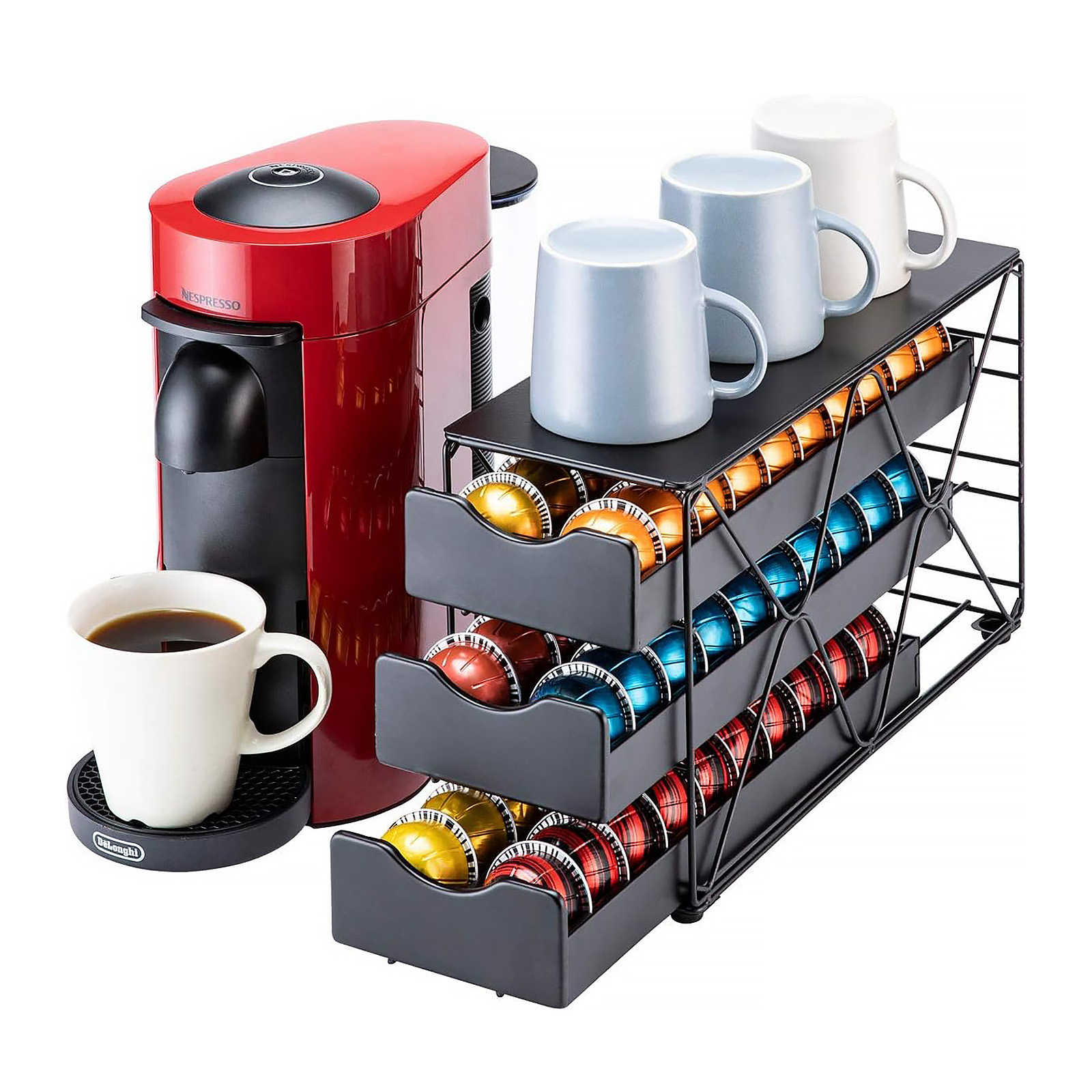 Flagship for Nespresso Pod Holder Vertuo Pod Drawer 3 Tier (60Pods Capacity)