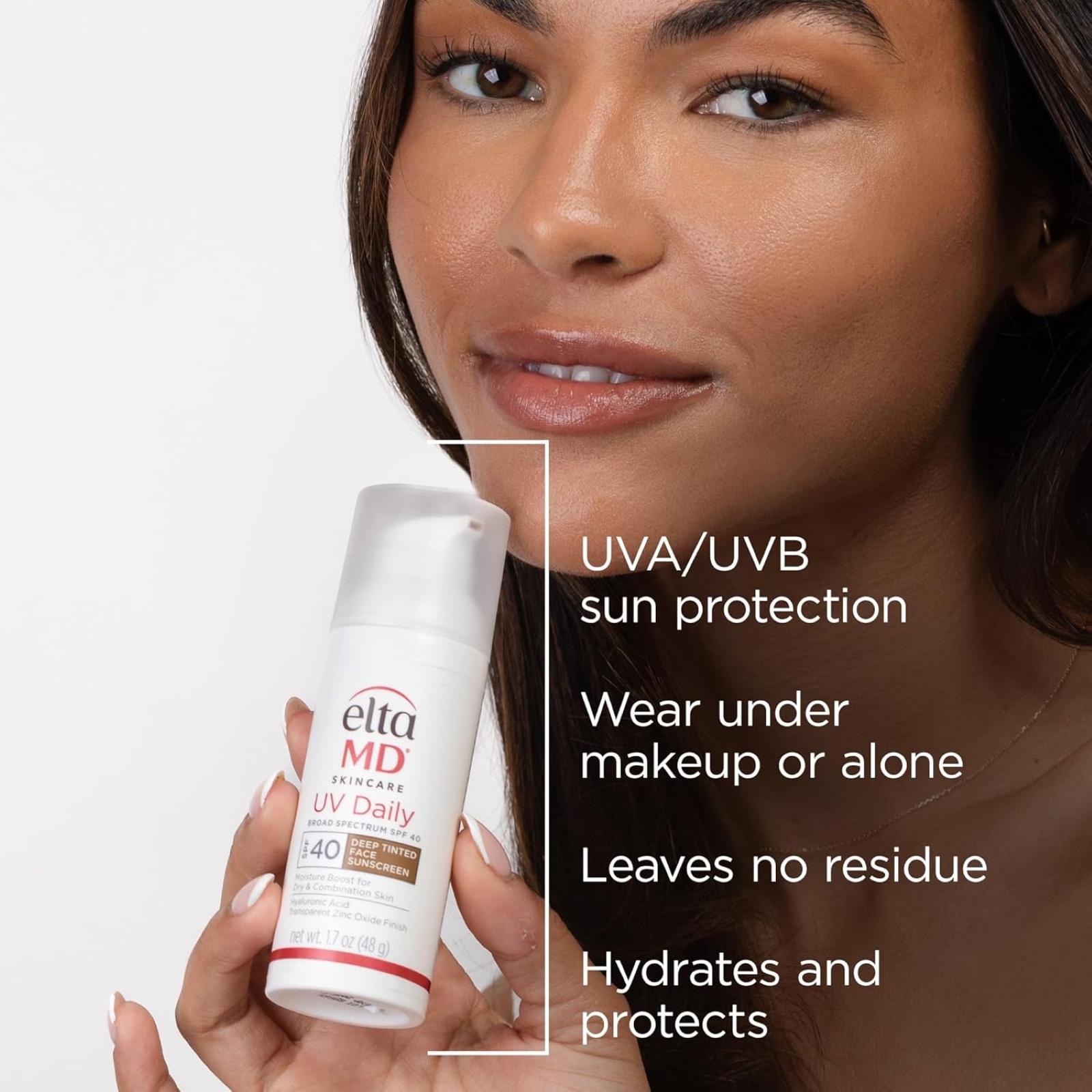EltaMD UV Daily SPF 40 Deep Tinted Face Sunscreen Moisturizer, Tinted Moisturizer for Face with SPF, Great for Dry, Combination, and Normal Skin