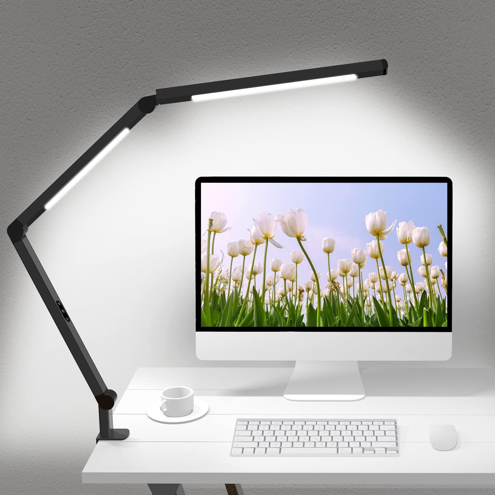 Micomlan LED Desk Lamp with Clamp, Architect Desk Lamp with Dual Light