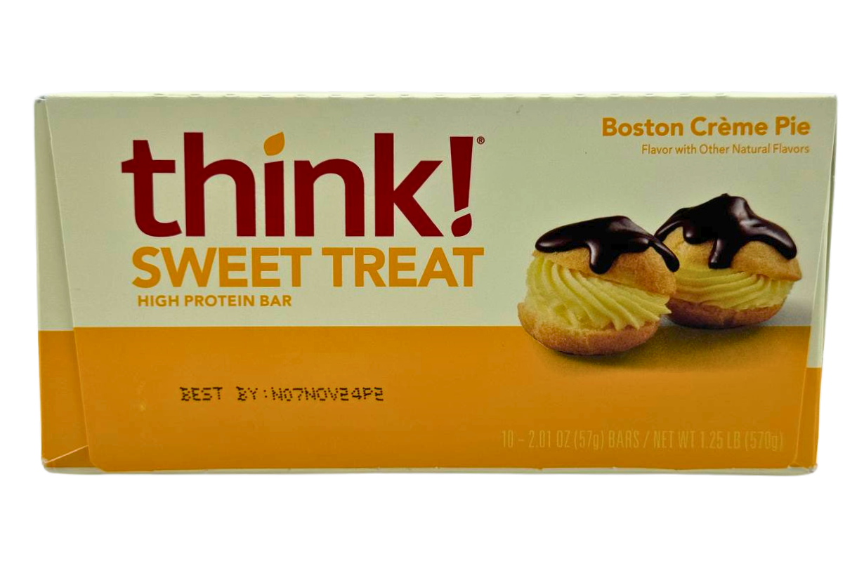 think! Protein Bars, High Protein Snacks, Gluten Free, Kosher Friendly, Sweet Treat, Boston Creme Pie, 10 Count (2 Boxes - 20 Total)