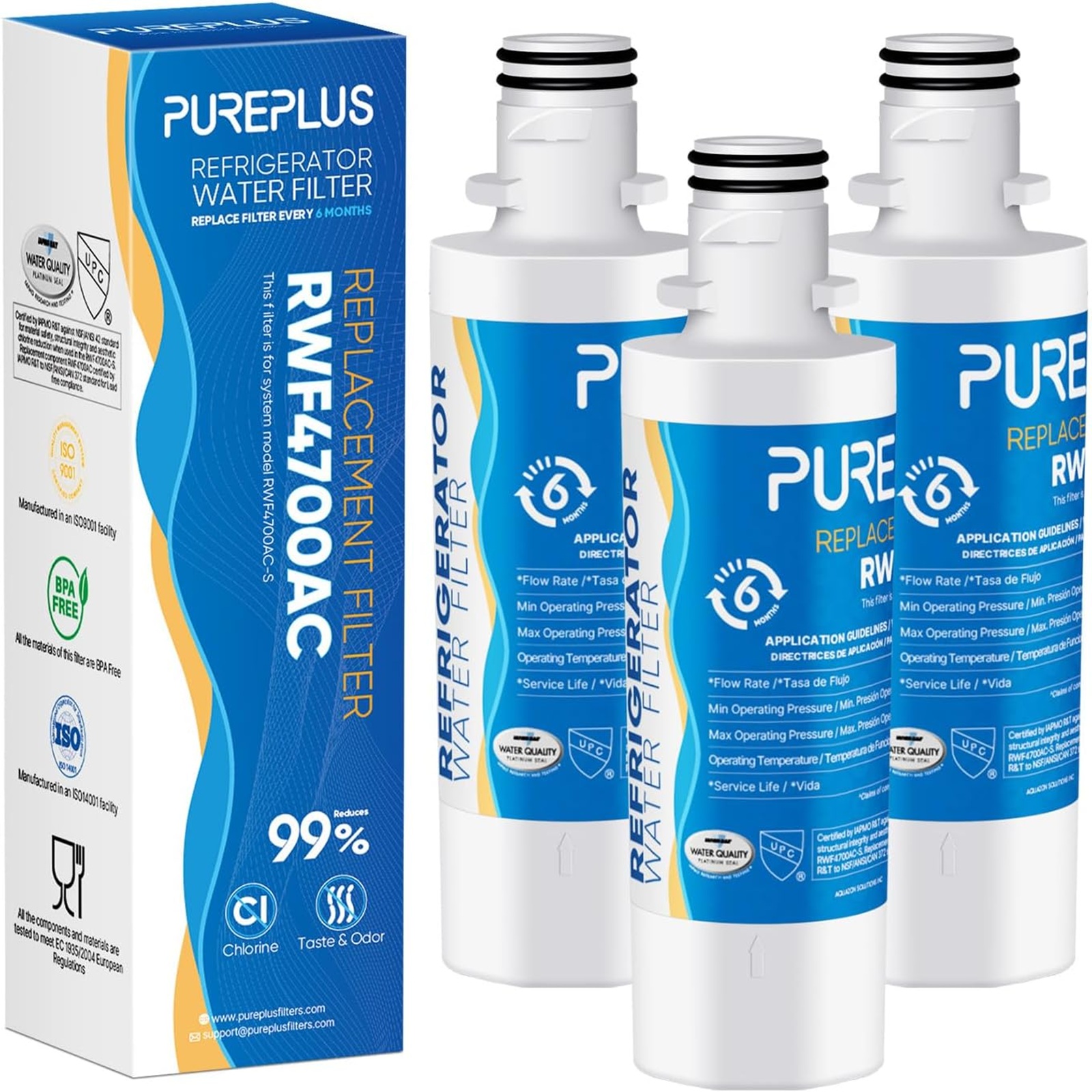 PUREPLUS 9980/ADQ747935 Replacement for LG LT1000P Kenmore 9980/ADQ747935, LT1000, LT1000PC, MDJ64844601, ADQ74793501, ADQ74793502, LMXS28626S, LMXS30796S, Refrigerator Water Filter, Model: RWF4700AC