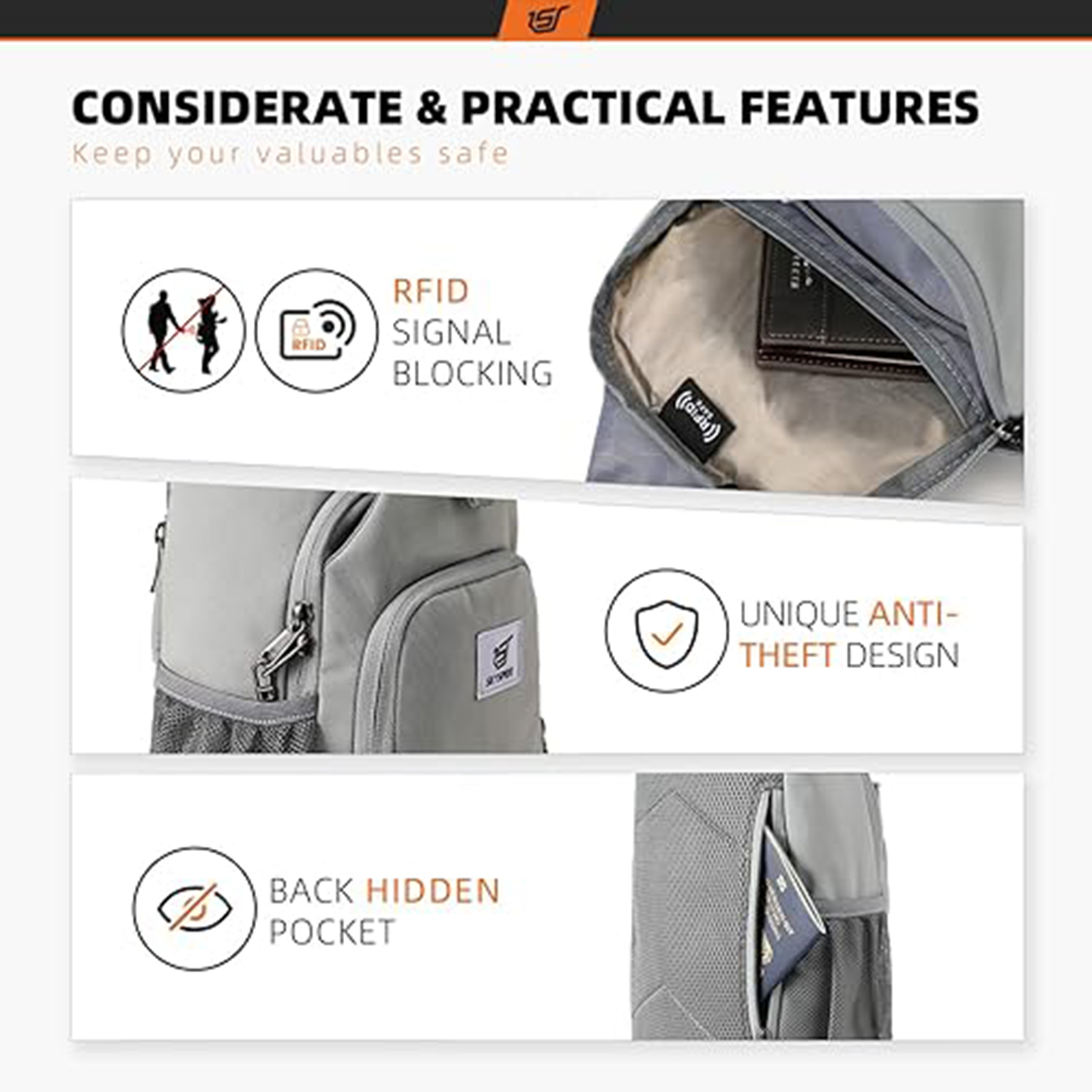 SKYSPER Sling Bag RFID Crossbody Sling Backpack Cross Body Shoulder Bag Travel Hiking Daypack for Women Men, Sage Green