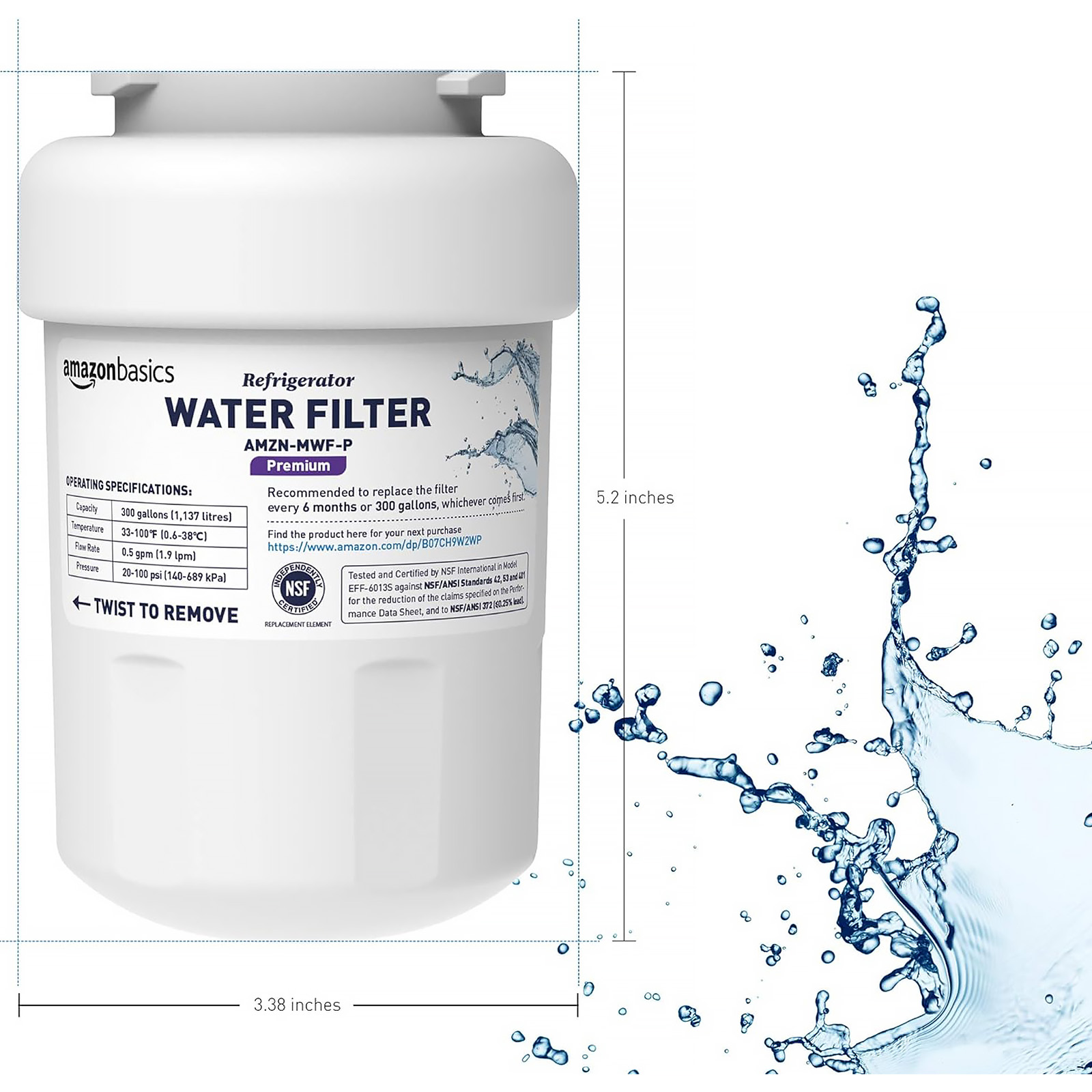 Amazon Basics Replacement Water Filter Cartridge - Premium (Choose Pack)