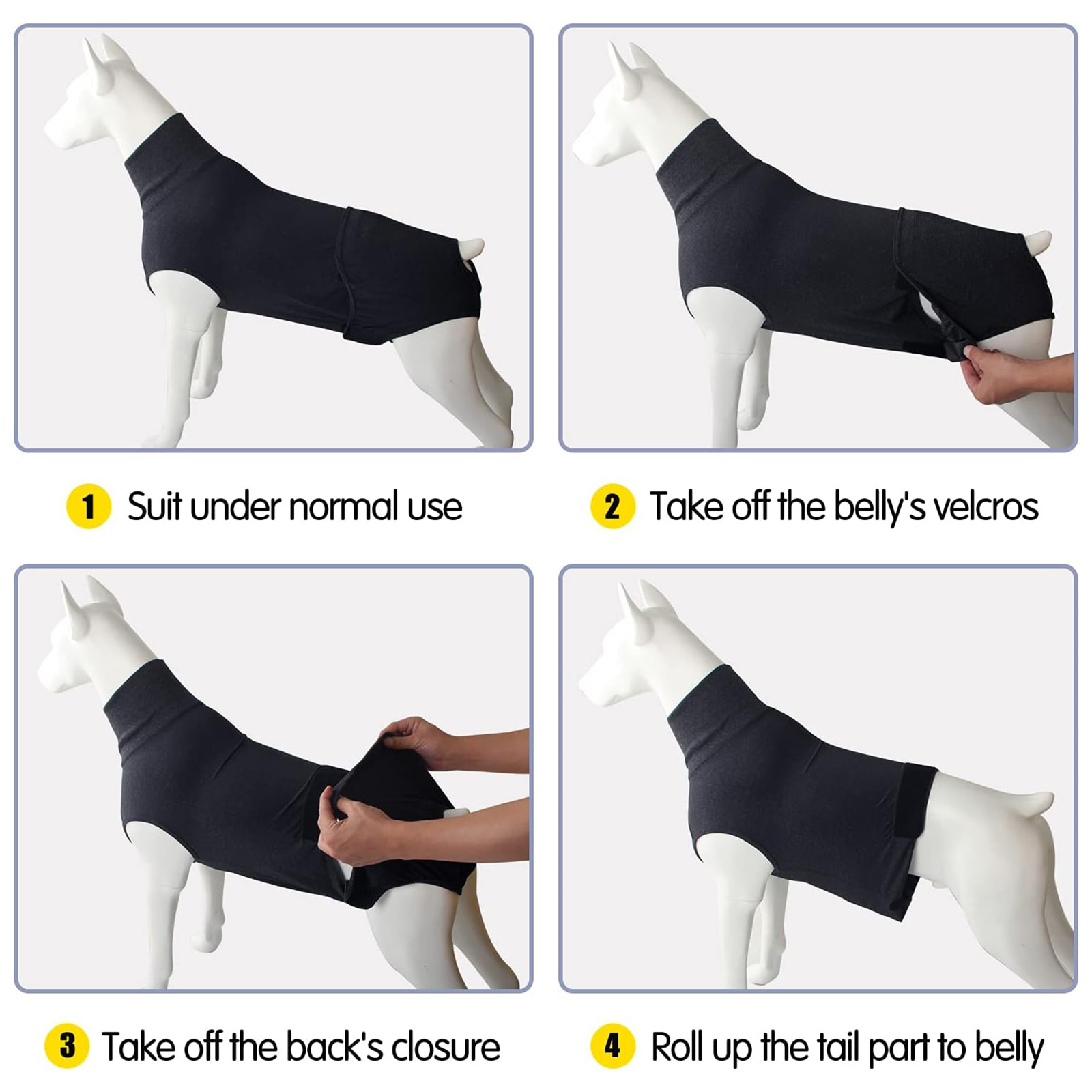 HEYWEAN Medium Dog Diaper (Black): Full Body, Physiological/Surgery Use, Unisex