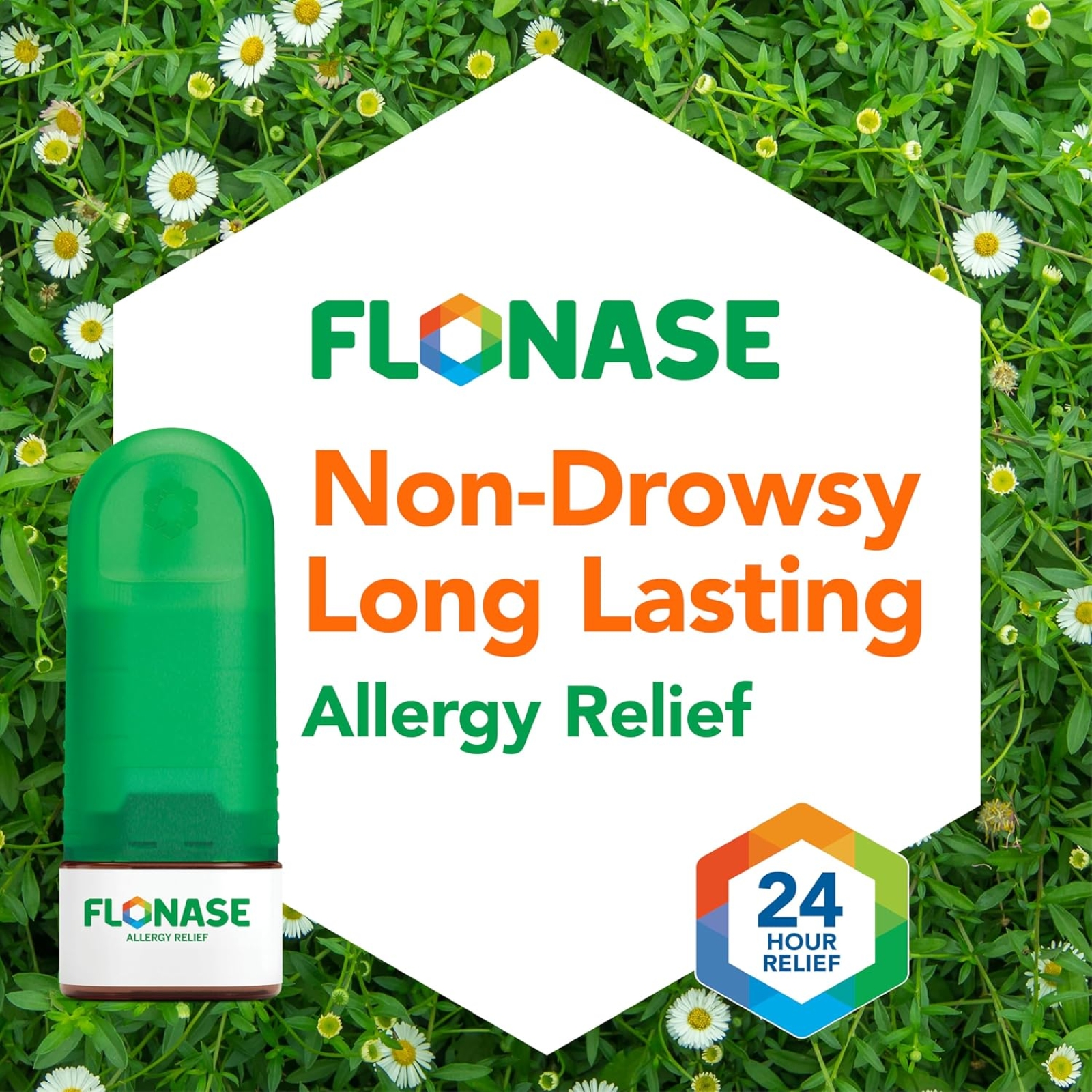 Flonase Allergy Relief Nasal Spray, 24 Hour Non Drowsy Allergy Medicine, Metered Nasal Spray - 144 Sprays- Fall and Seasonal Allergy Relief