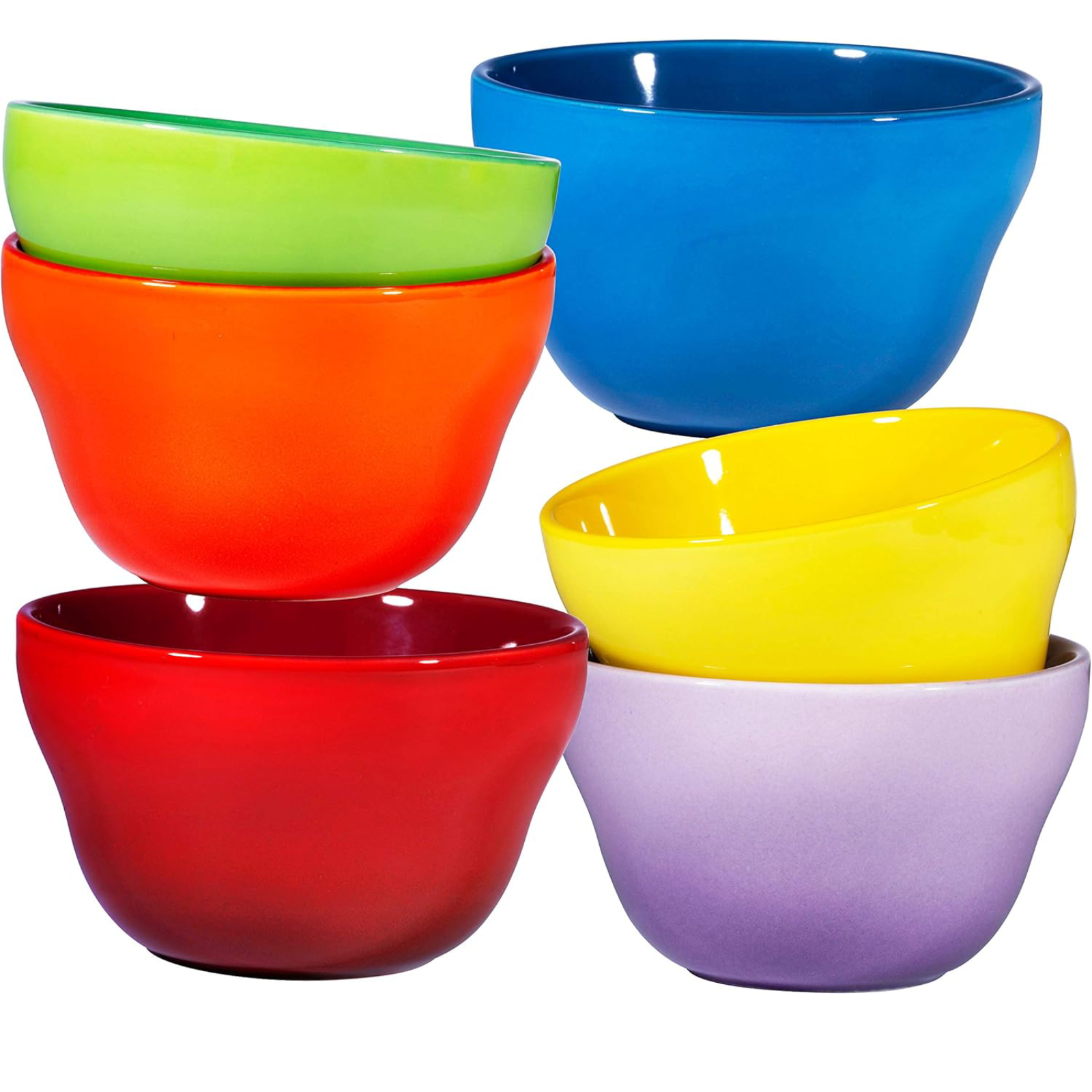 Bruntmor 8 oz Porcelain Bowls Set of 6 - for Ice Cream, Dessert, Soup, Small Side Dishes, Salad, Cereal, Rice - Microwave, Dishwasher and Oven Safe - Gradient Colors