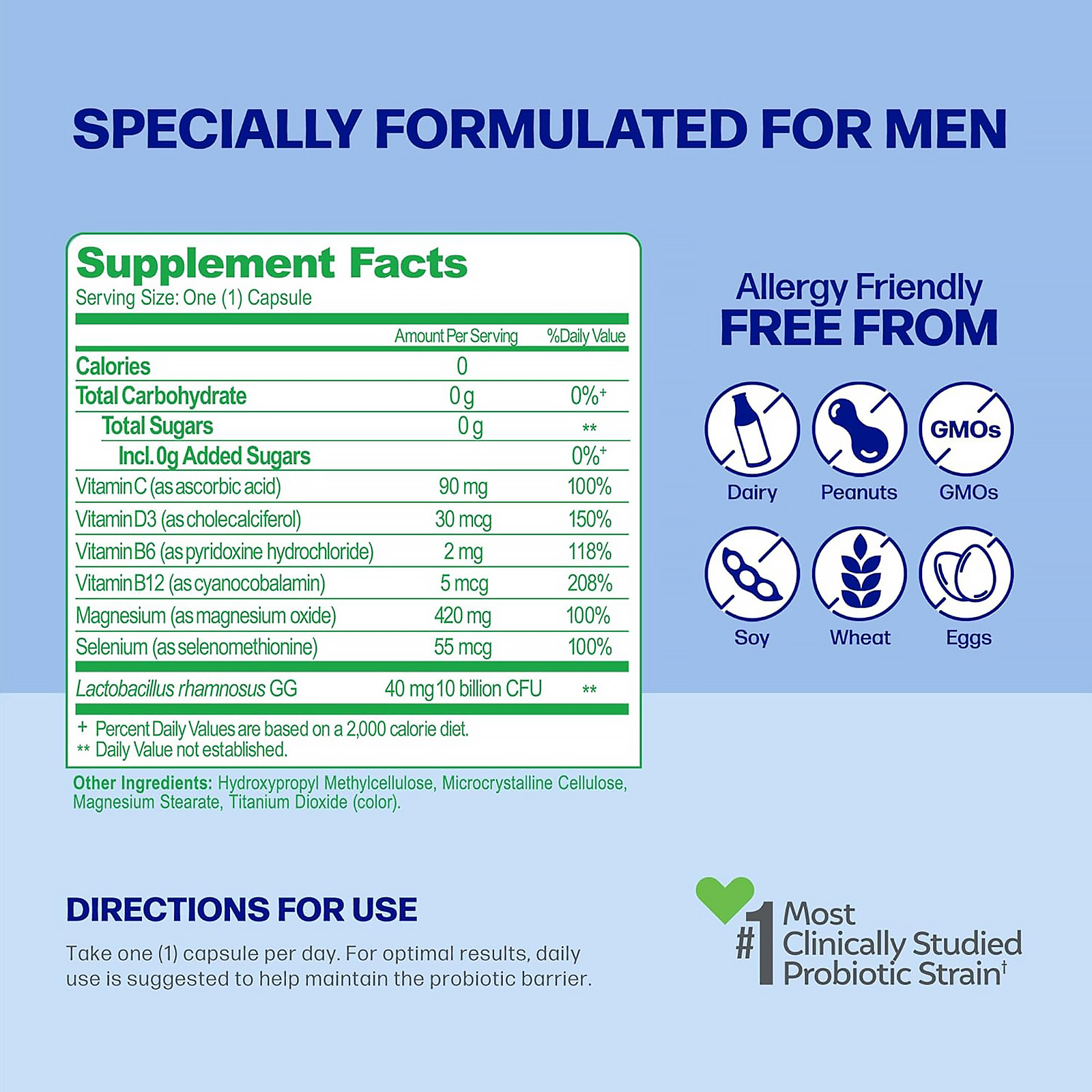 Culturelle Men's Daily Health Probiotics, Supports Digestive and Immune Health, 30 Count