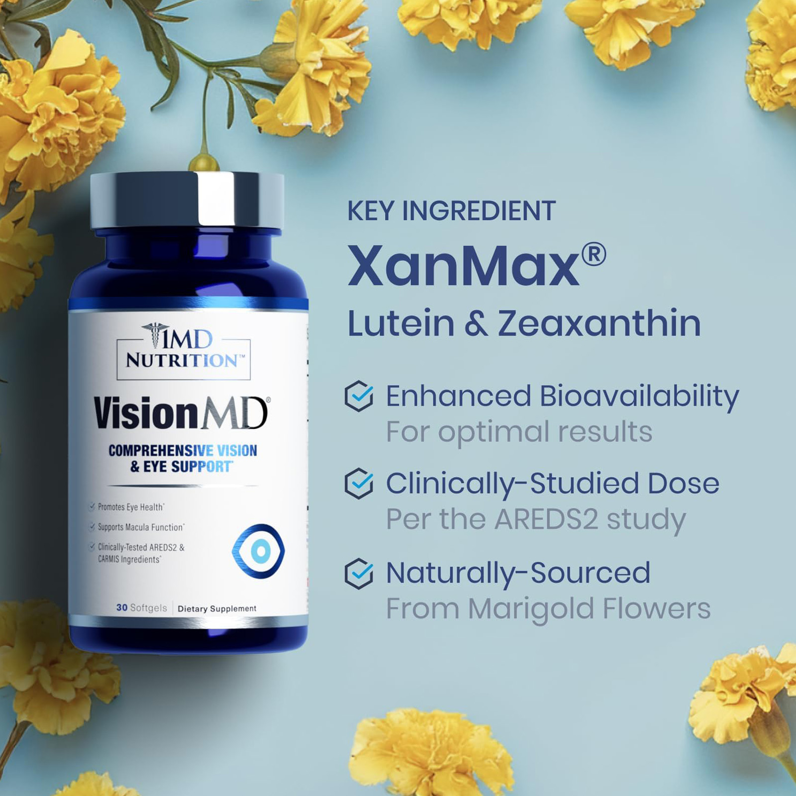 1MD Nutrition VisionMD Eye Vitamin CARMIS, Eye Supplement for Adults 30 Softgels