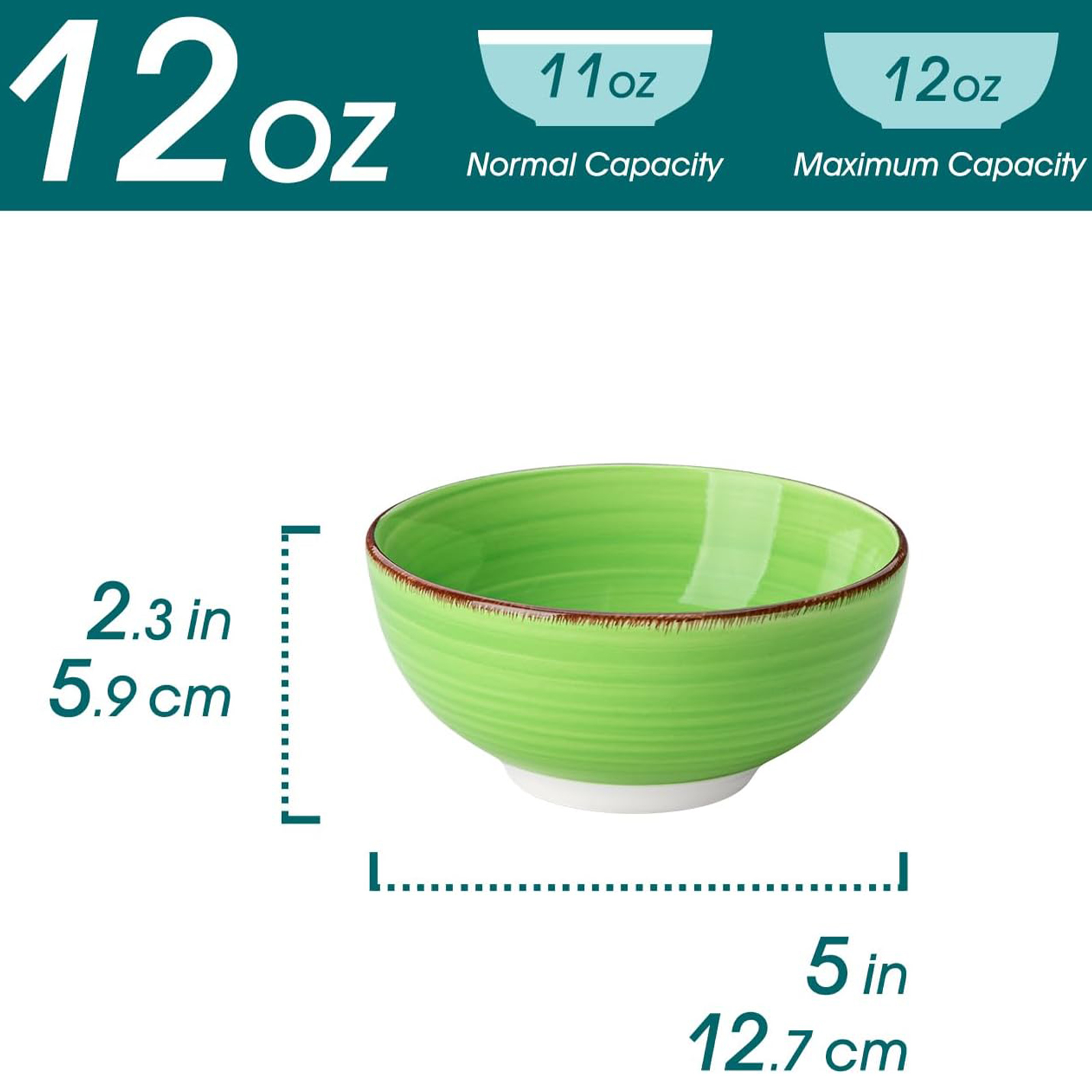 vancasso Bonita 12 Oz Small Bowls Set of 6, Ceramic Mini Dessert & Dipping Dishes, 5" Kids Bowls for Dip and Snacks, Microwave Safe Multicolor