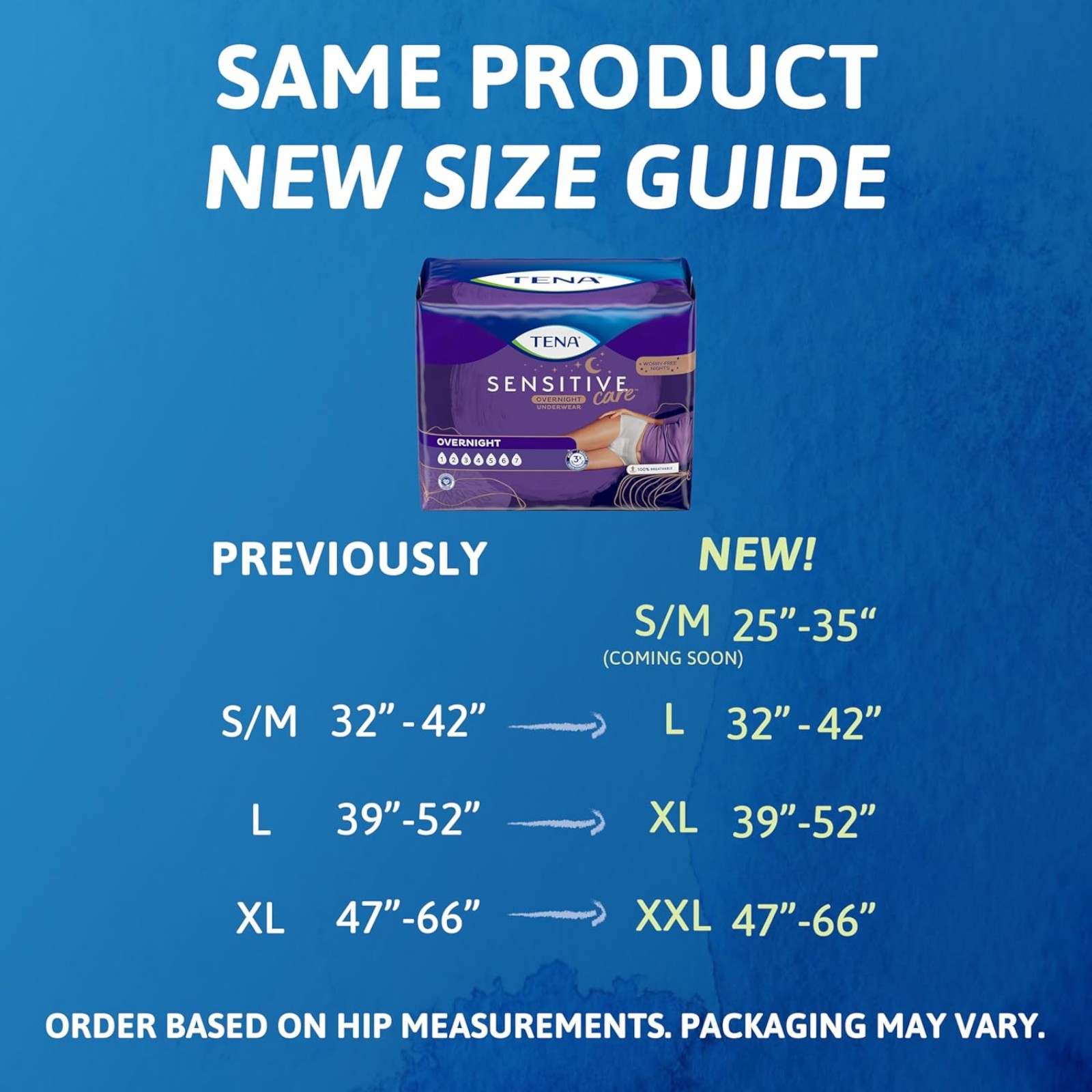 TENA Sensitive Care Overnight Incontinence Underwear for Women, Large, 64 Count (New Sizing)