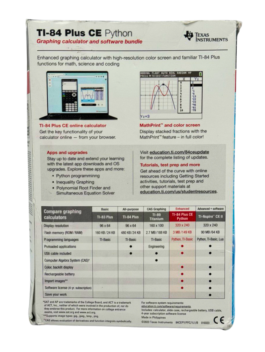 Texas Instruments TI-84 Plus CE Python - Enhanced Graphing Calculator - Black/Grey