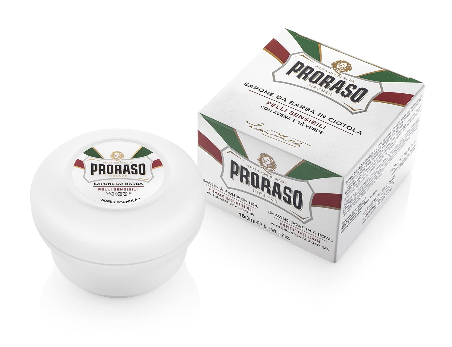 Proraso Shaving Soap in a Bowl Green Tea & Oatmeal, Sensitive Skin, 5.2 Oz