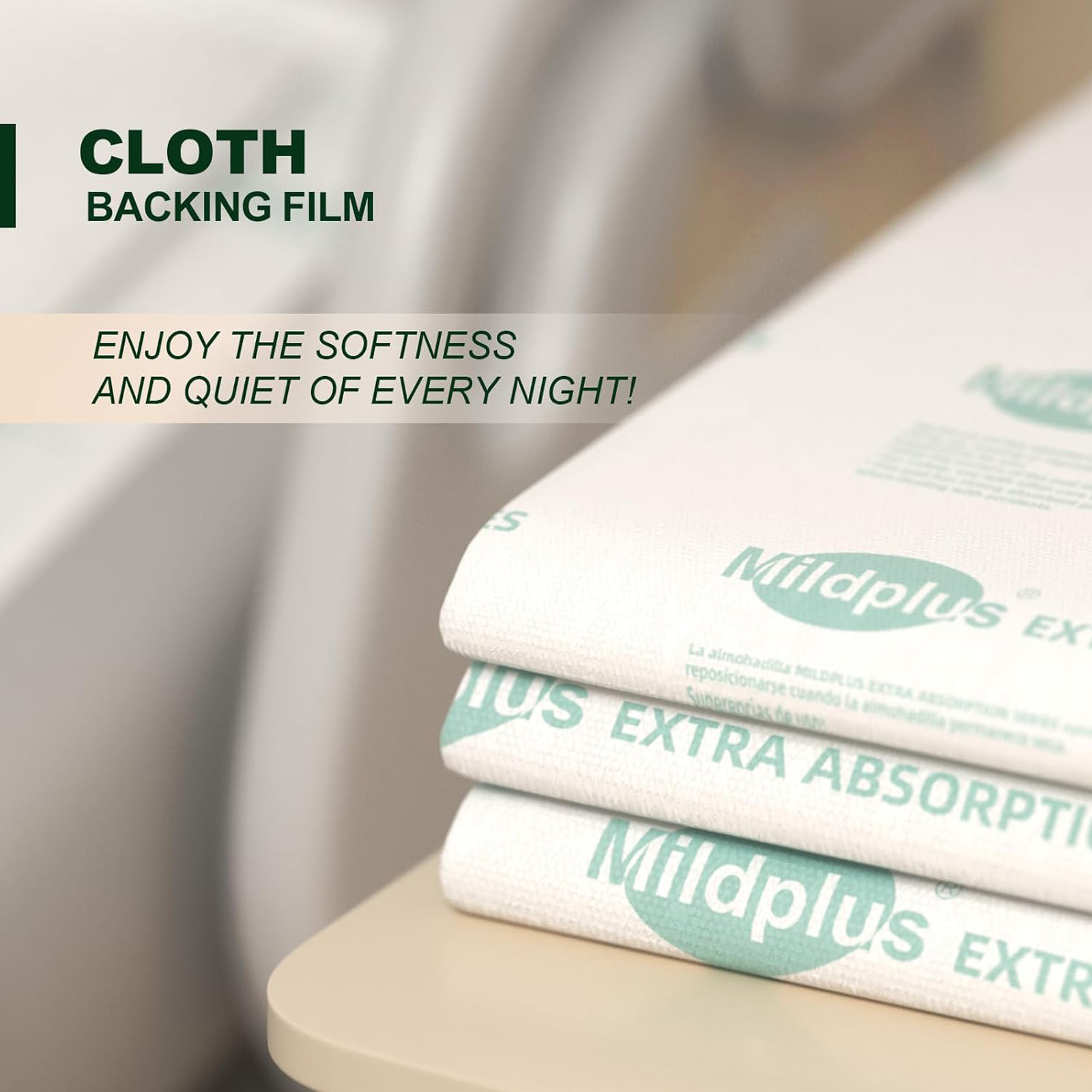 MILDPLUS Heavy Duty Underpads: 36"X44", Cloth Backing, 20Ct, Incontinence Pads