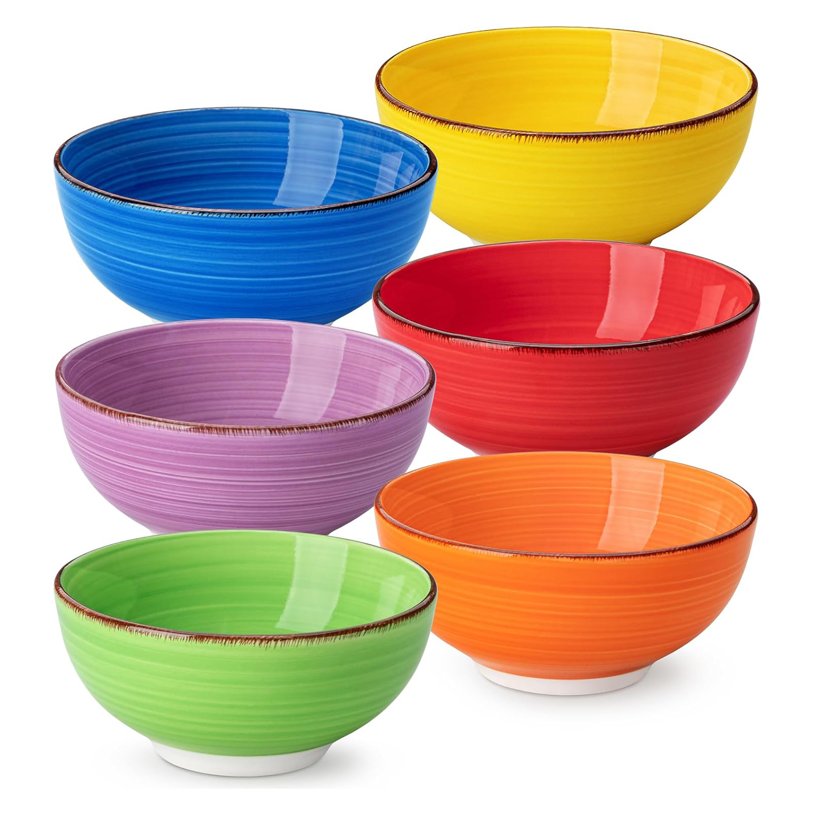 vancasso Bonita 12 Oz Small Bowls Set of 6, Ceramic Mini Dessert & Dipping Dishes, 5" Kids Bowls for Dip and Snacks, Microwave Safe Multicolor